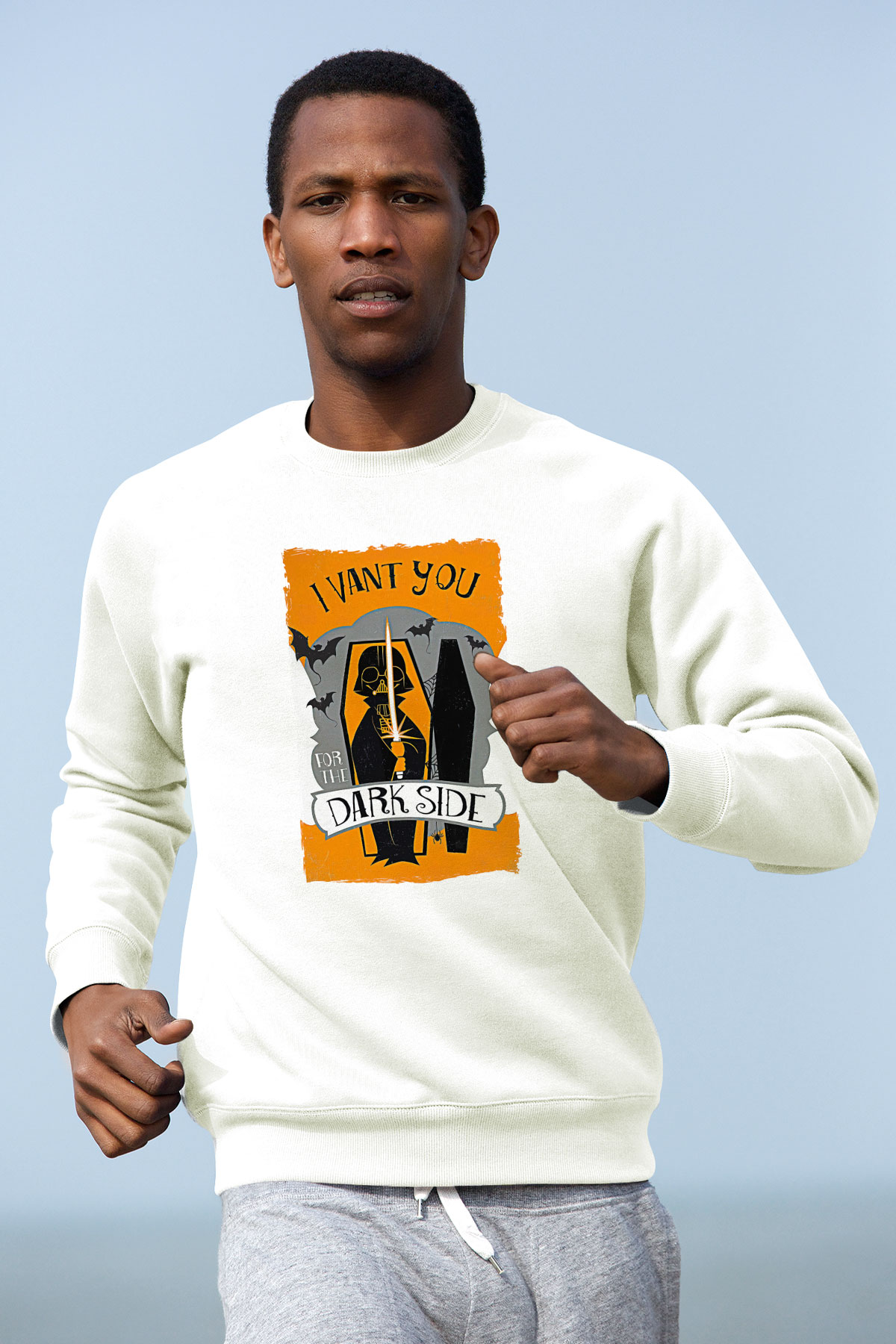 Star Wars (Dart Vader) Baskılı Beyaz Unisex Sweatshirt
