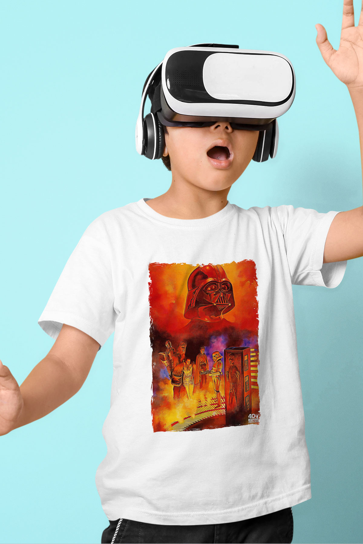 Star Wars (Dart Vader) Baskılı Beyaz Unisex Beyaz Çocuk Tişört - Tshirt