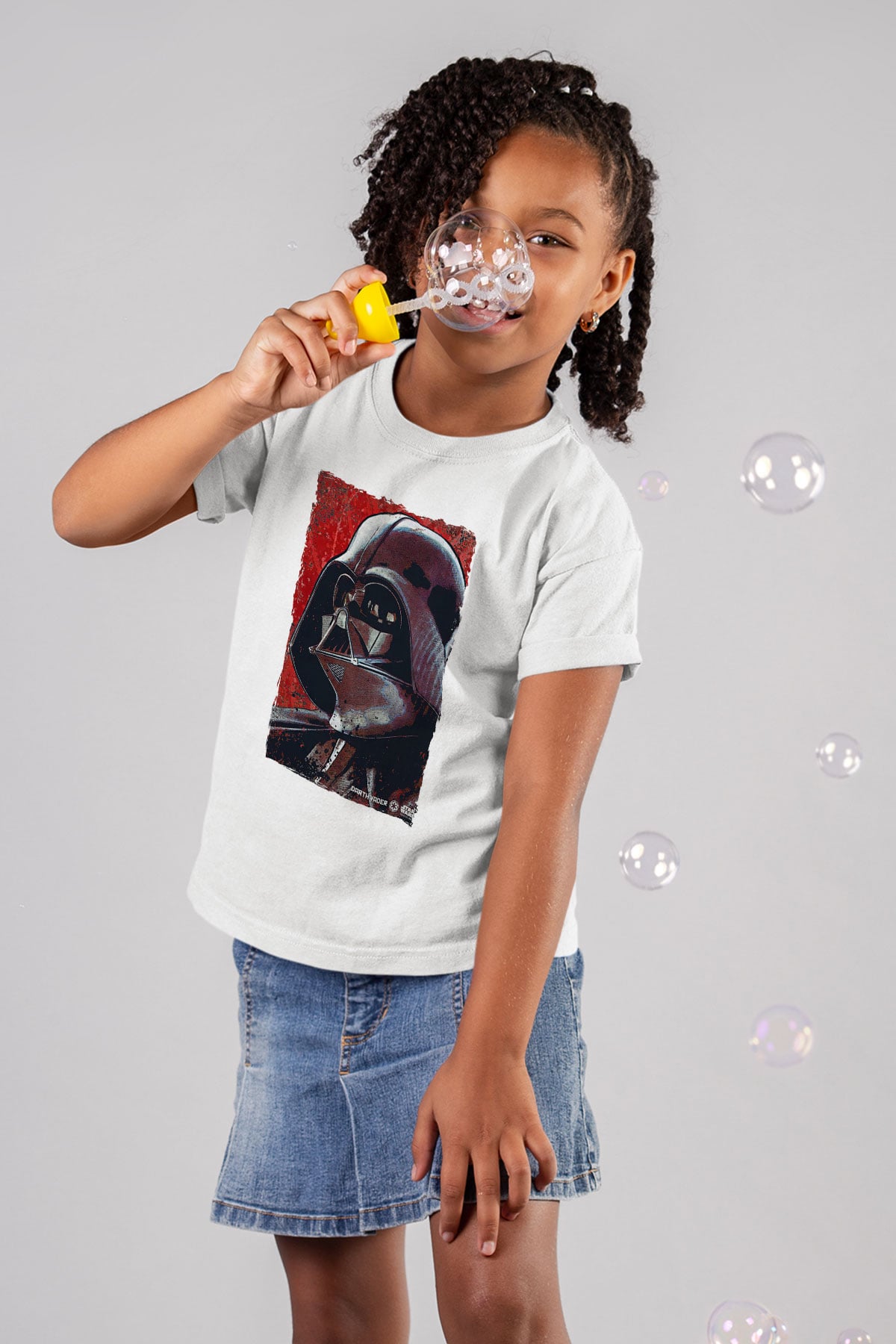 Star Wars (Dart Vader) Baskılı Beyaz Unisex Beyaz Çocuk Tişört - Tshirt