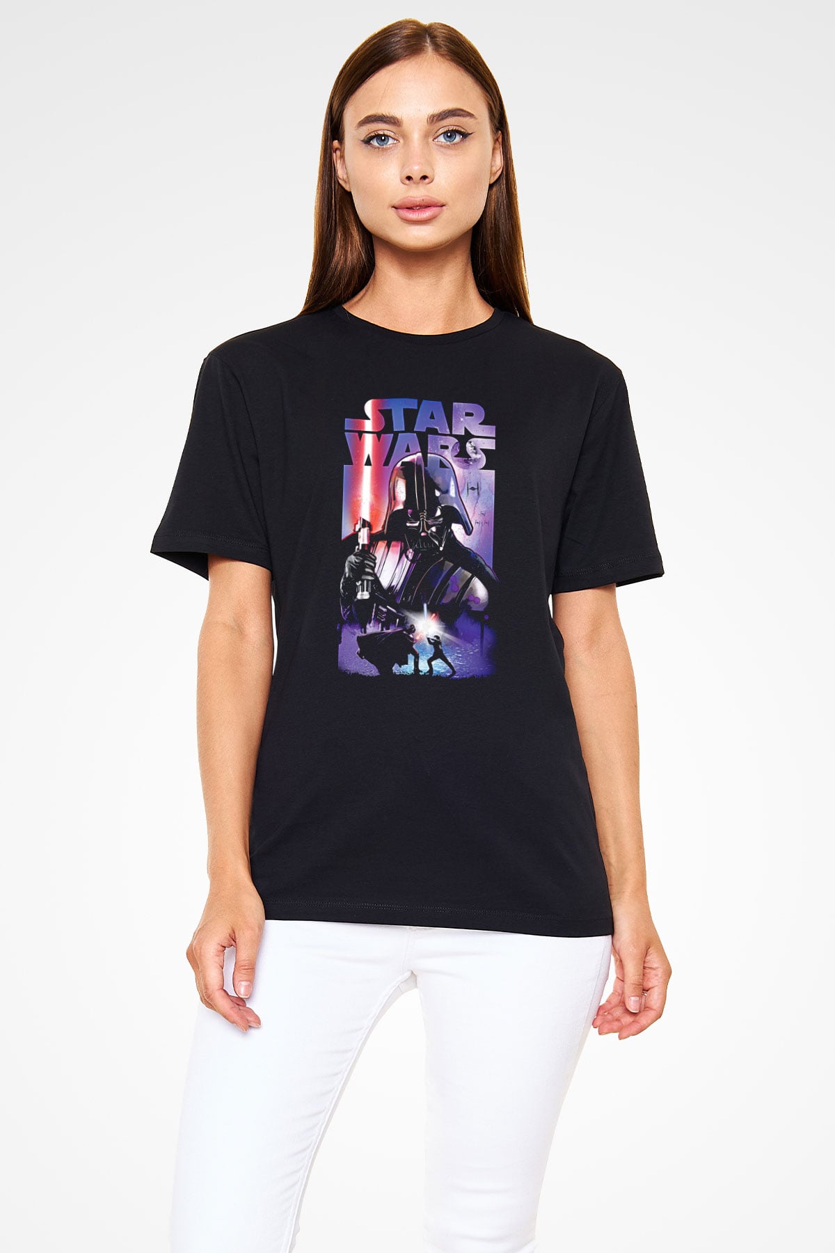 Star Wars (Dart Vader) Baskılı Unisex Siyah Tişört - Tshirt