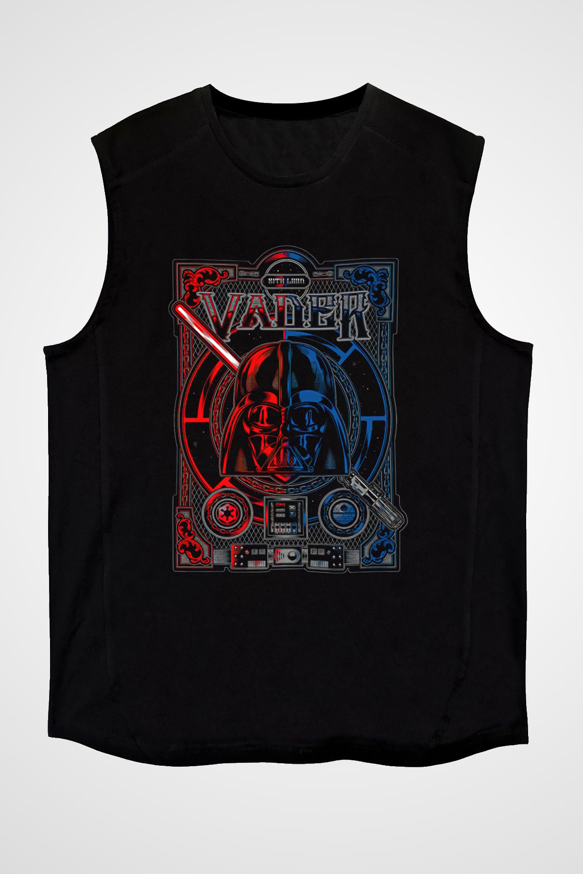 Star Wars (Dart Vader) Baskılı Unisex Siyah Kolsuz Tişört - Tshirt
