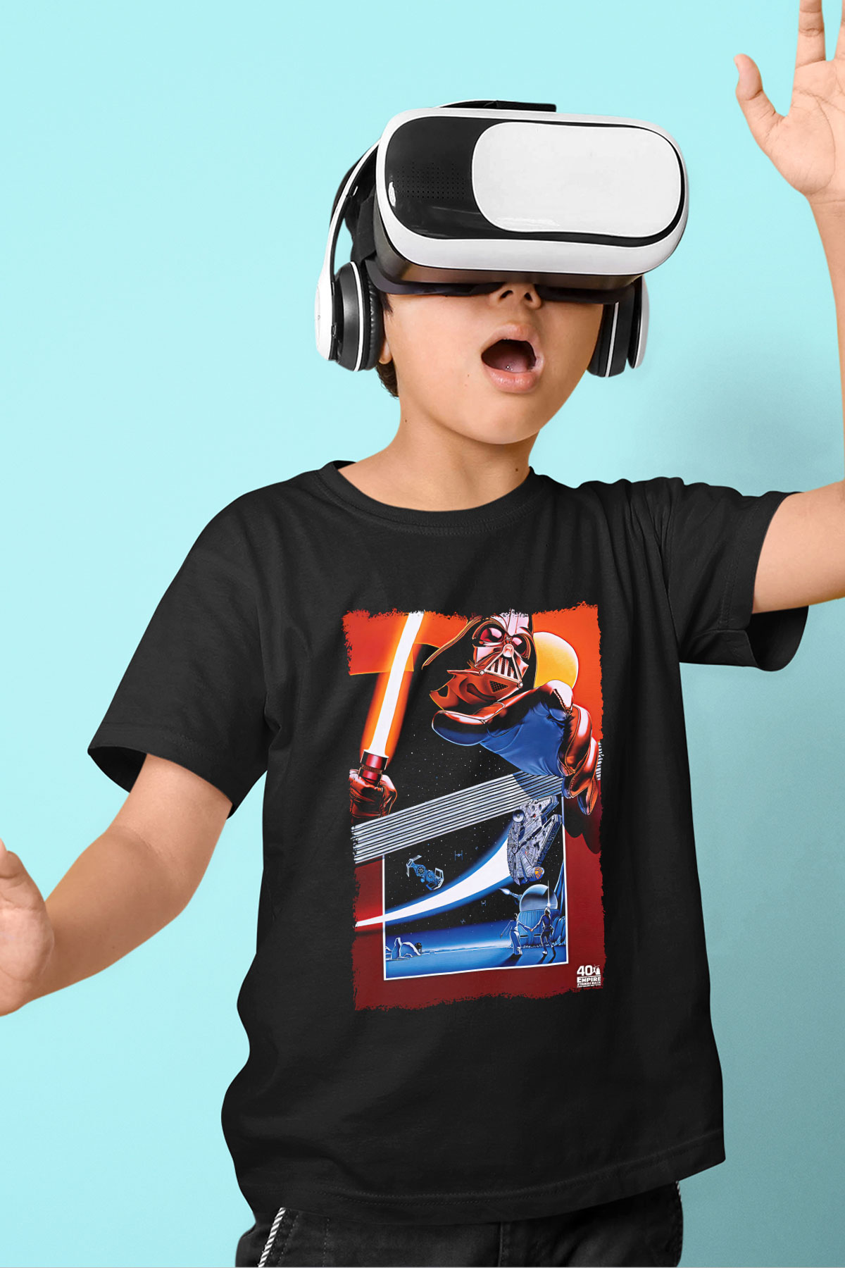 Star Wars (Dart Vader) Baskılı Unisex Siyah Çocuk Tişört - Tshirt