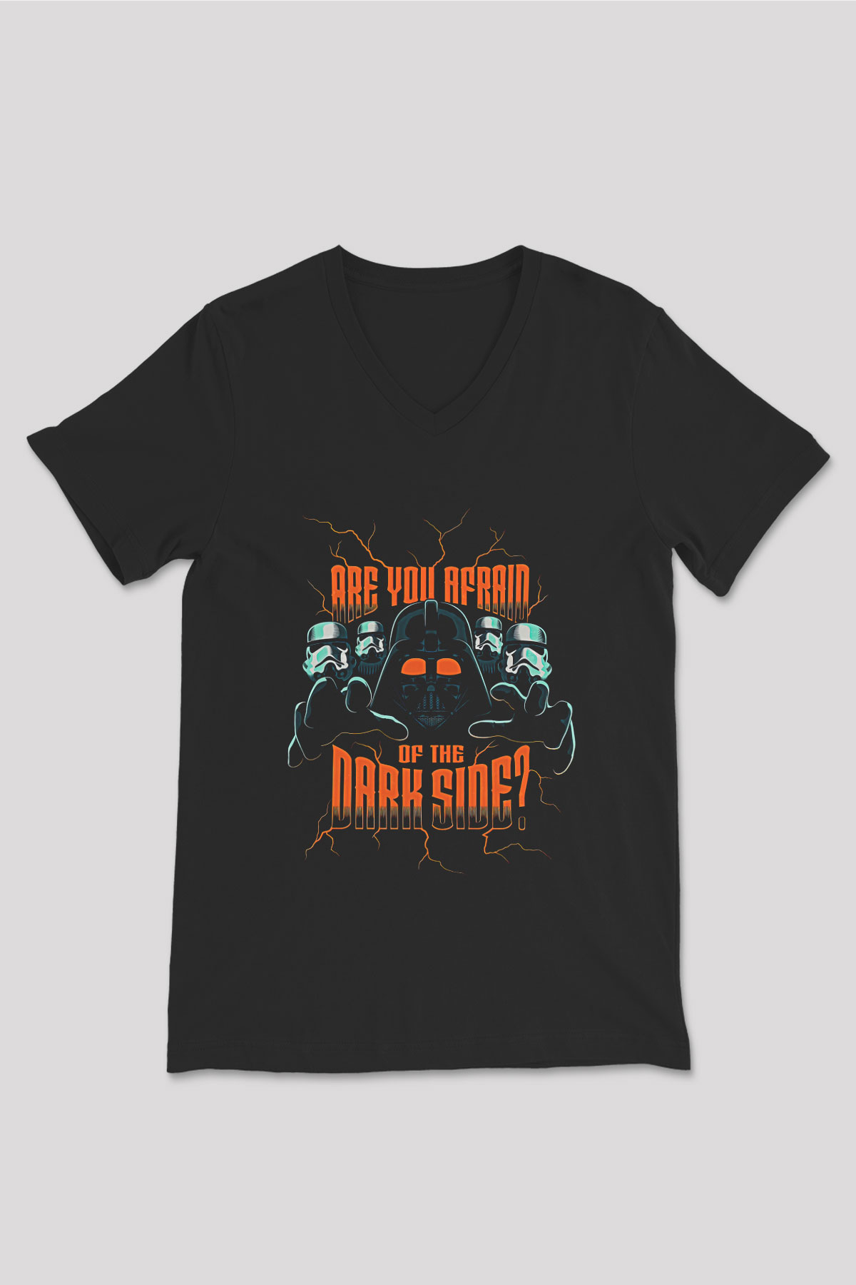 Star Wars (Dart Vader) Baskılı Unisex Siyah V Yaka Tişört - Tshirt