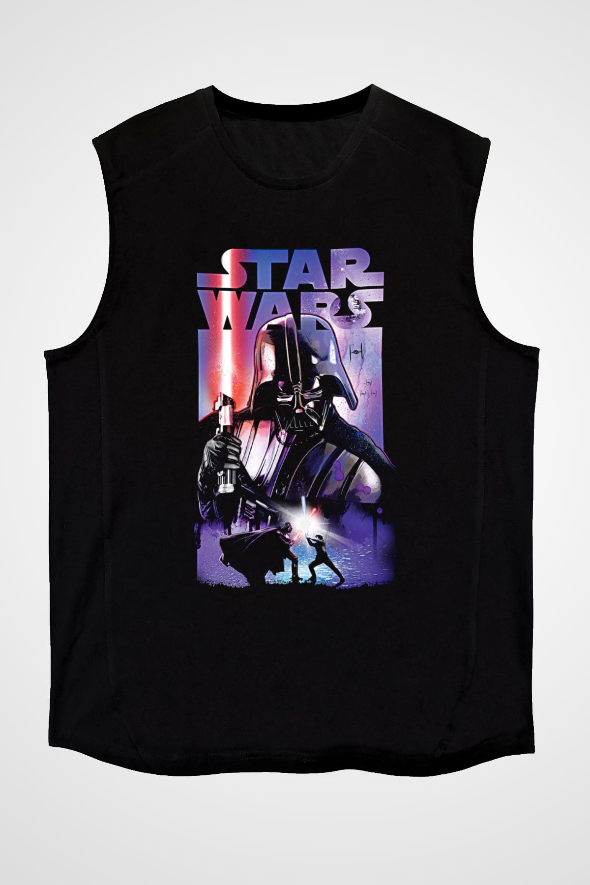 Star Wars (Dart Vader) Baskılı Unisex Siyah Kolsuz Tişört - Tshirt