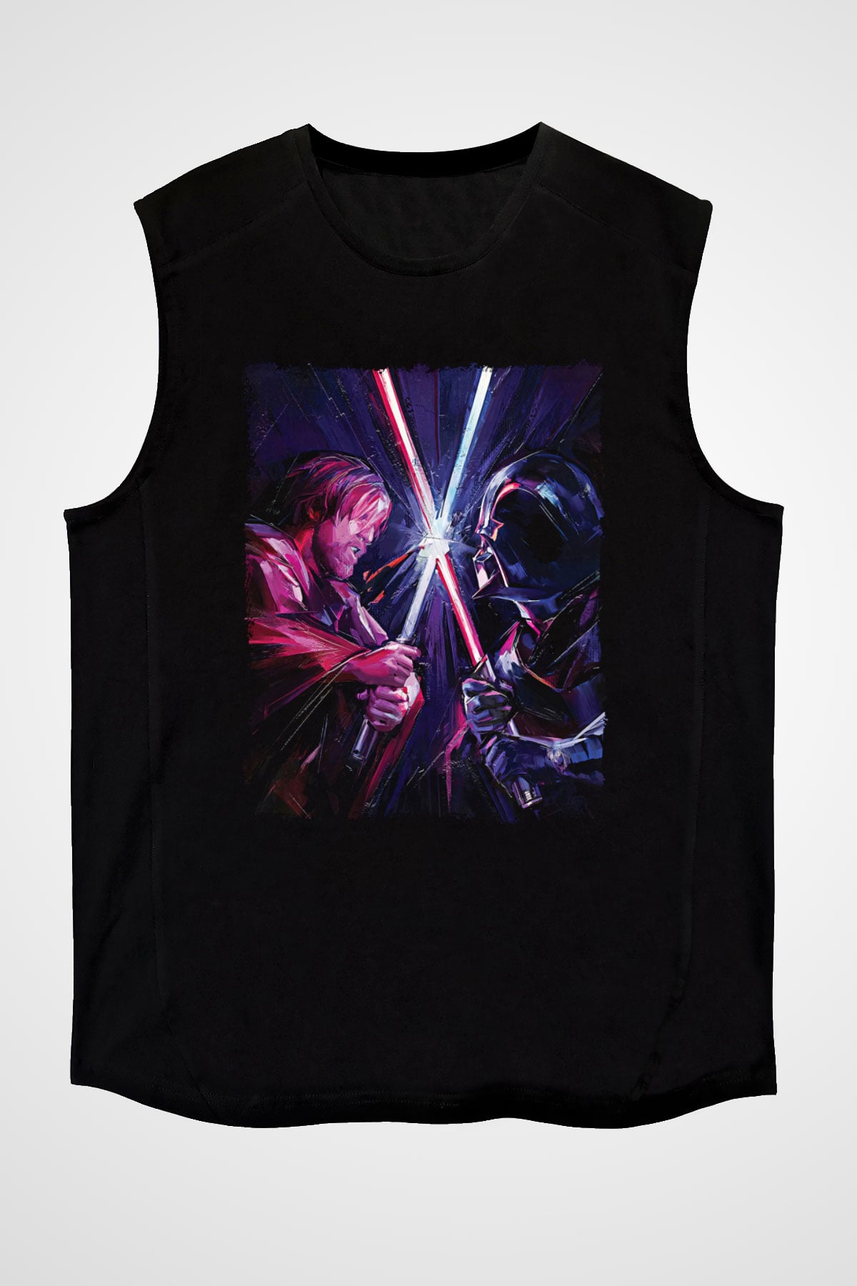 Star Wars (Dart Vader) Baskılı Unisex Siyah Kolsuz Tişört - Tshirt