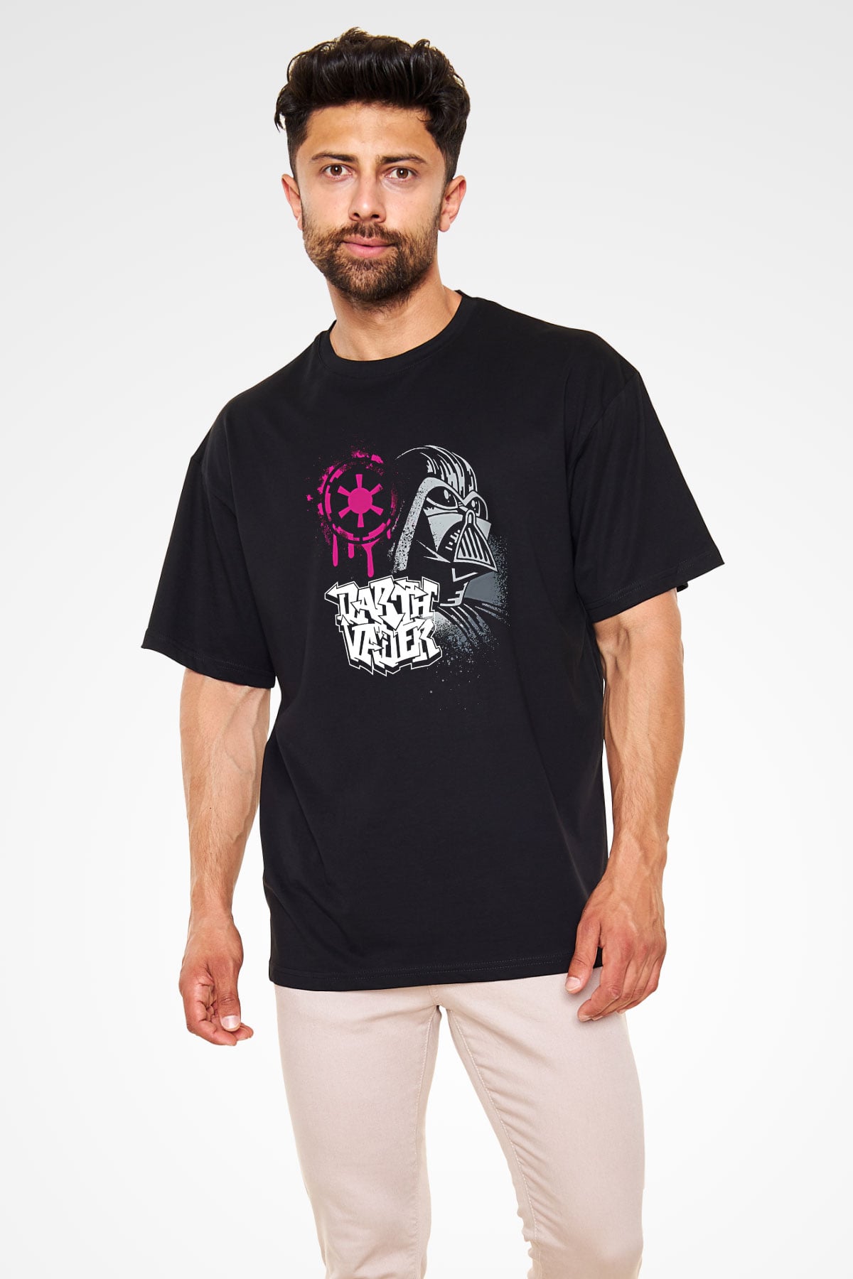 Star Wars (Dart Vader) Baskılı Unisex Siyah Oversize Tişört - Tshirt