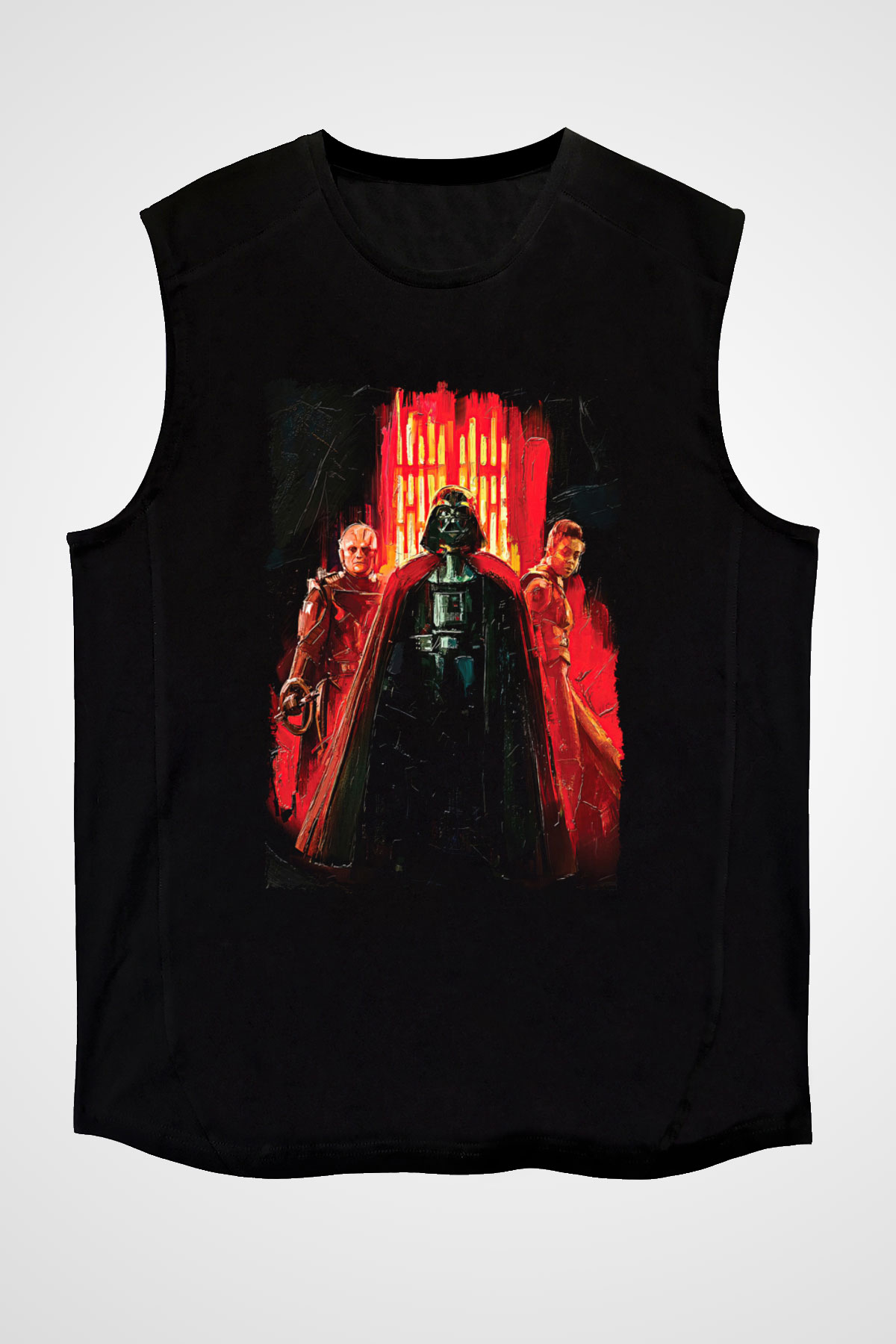 Star Wars (Dart Vader) Baskılı Unisex Siyah Kolsuz Tişört - Tshirt