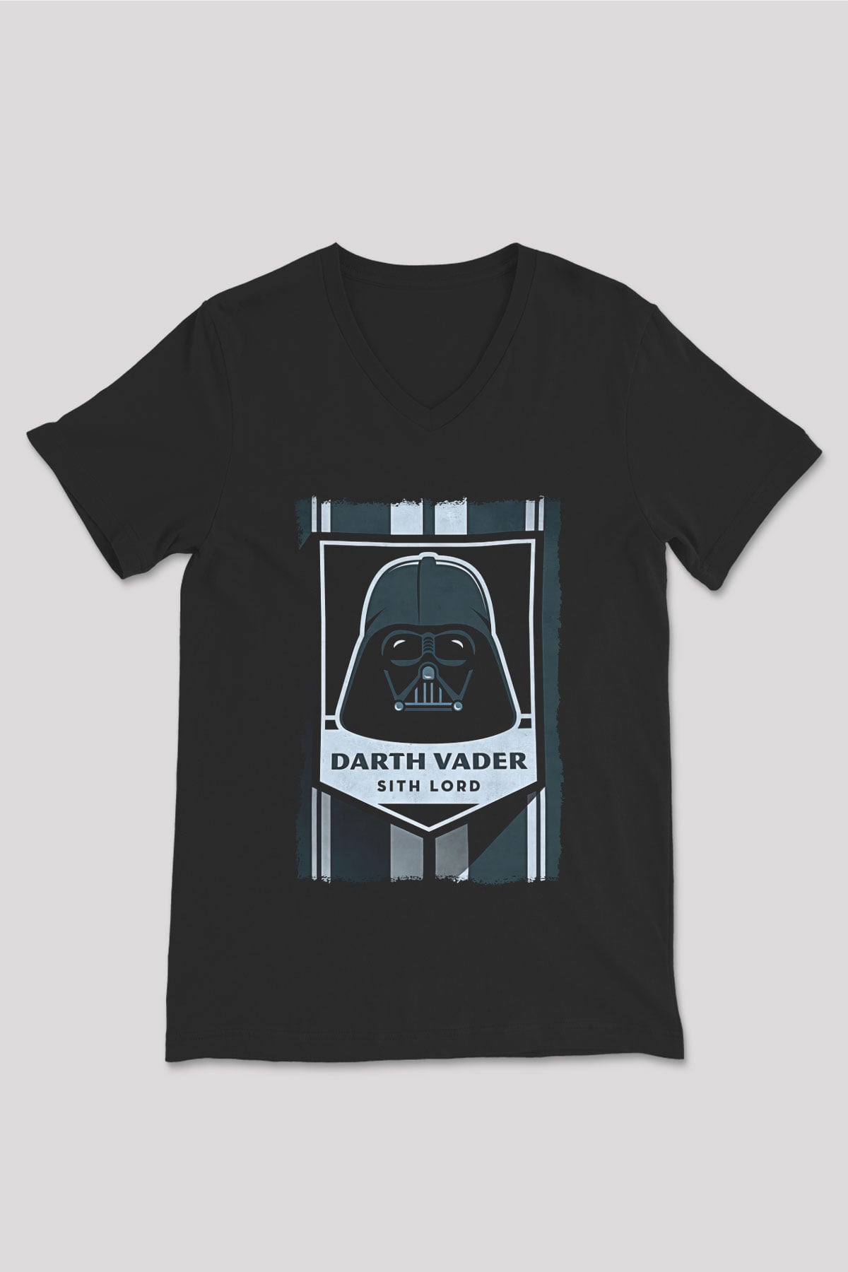 Star Wars (Dart Vader) Baskılı Unisex Siyah V Yaka Tişört - Tshirt