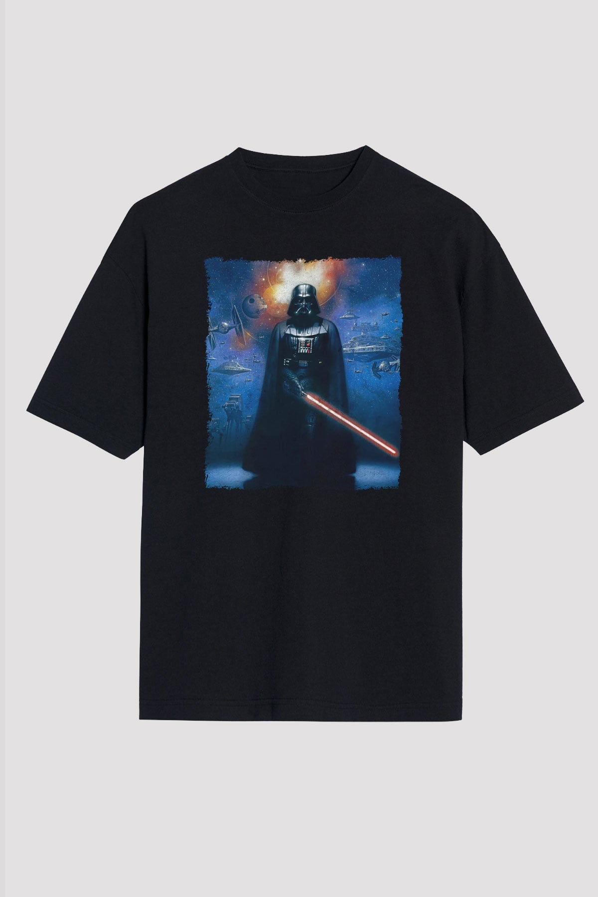 Star Wars (Dart Vader) Baskılı Unisex Siyah Oversize Tişört - Tshirt