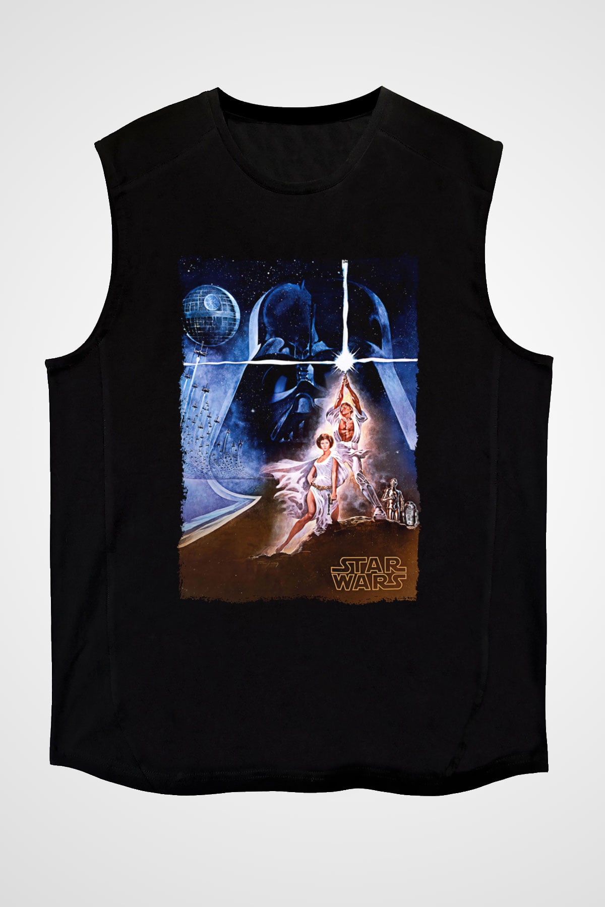 Star Wars (Dart Vader) Baskılı Unisex Siyah Kolsuz Tişört - Tshirt