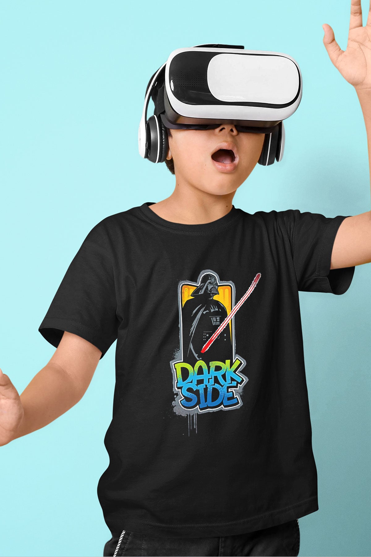 Star Wars (Dart Vader) Baskılı Unisex Siyah Çocuk Tişört - Tshirt