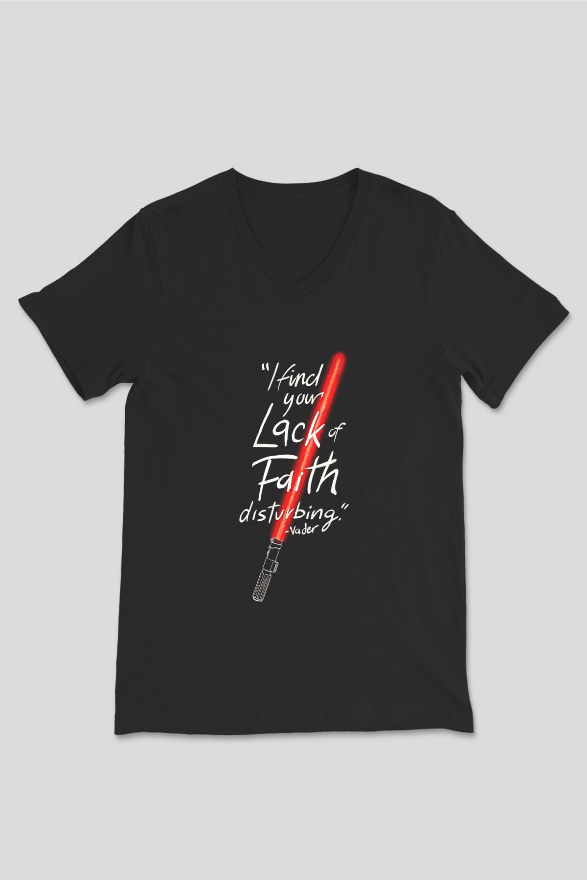 Star Wars (Dart Vader) Baskılı Unisex Siyah V Yaka Tişört - Tshirt