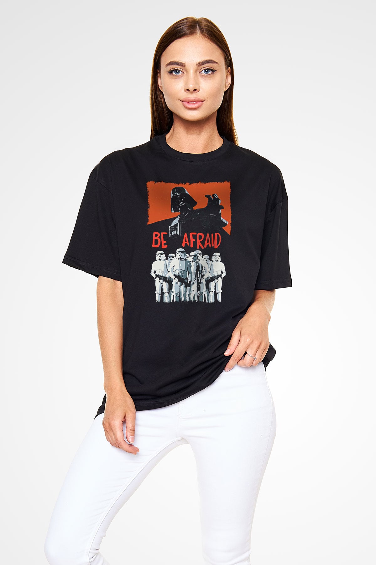Star Wars (Dart Vader) Baskılı Unisex Siyah Oversize Tişört - Tshirt