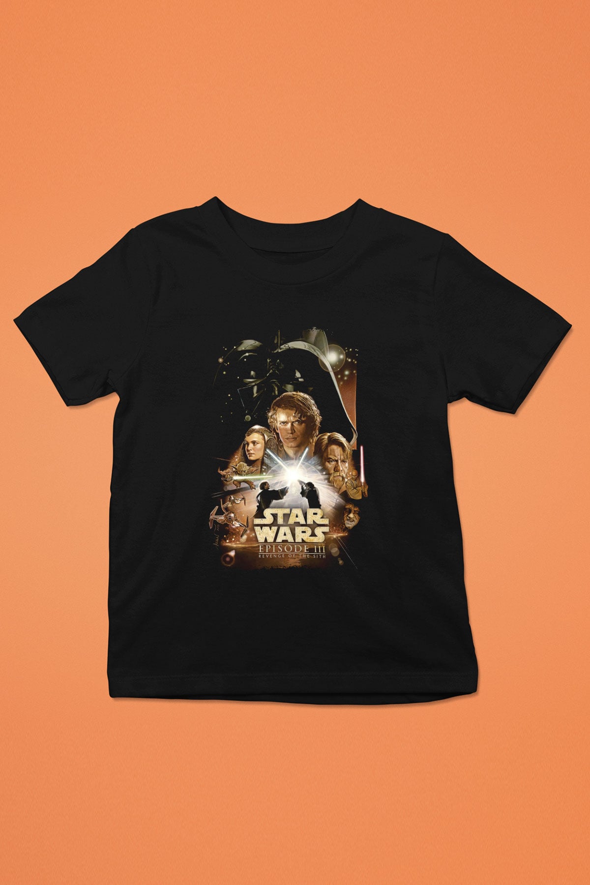Star Wars (Dart Vader) Baskılı Unisex Siyah Çocuk Tişört - Tshirt