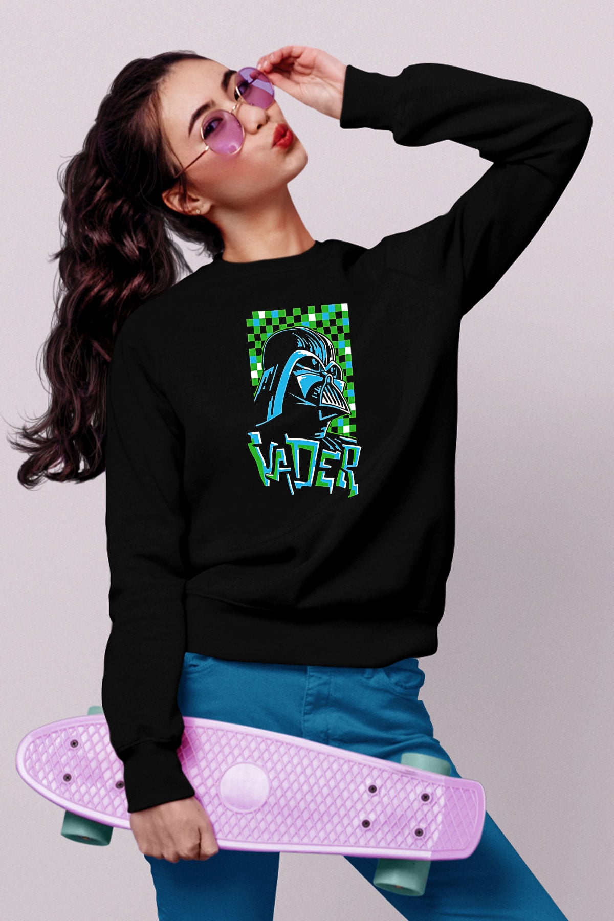 Star Wars (Dart Vader) Baskılı Unisex Siyah Sweatshirt