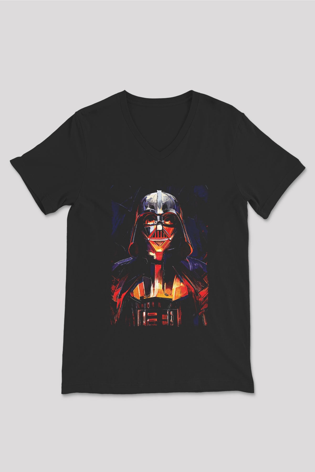 Star Wars (Dart Vader) Baskılı Unisex Siyah V Yaka Tişört - Tshirt