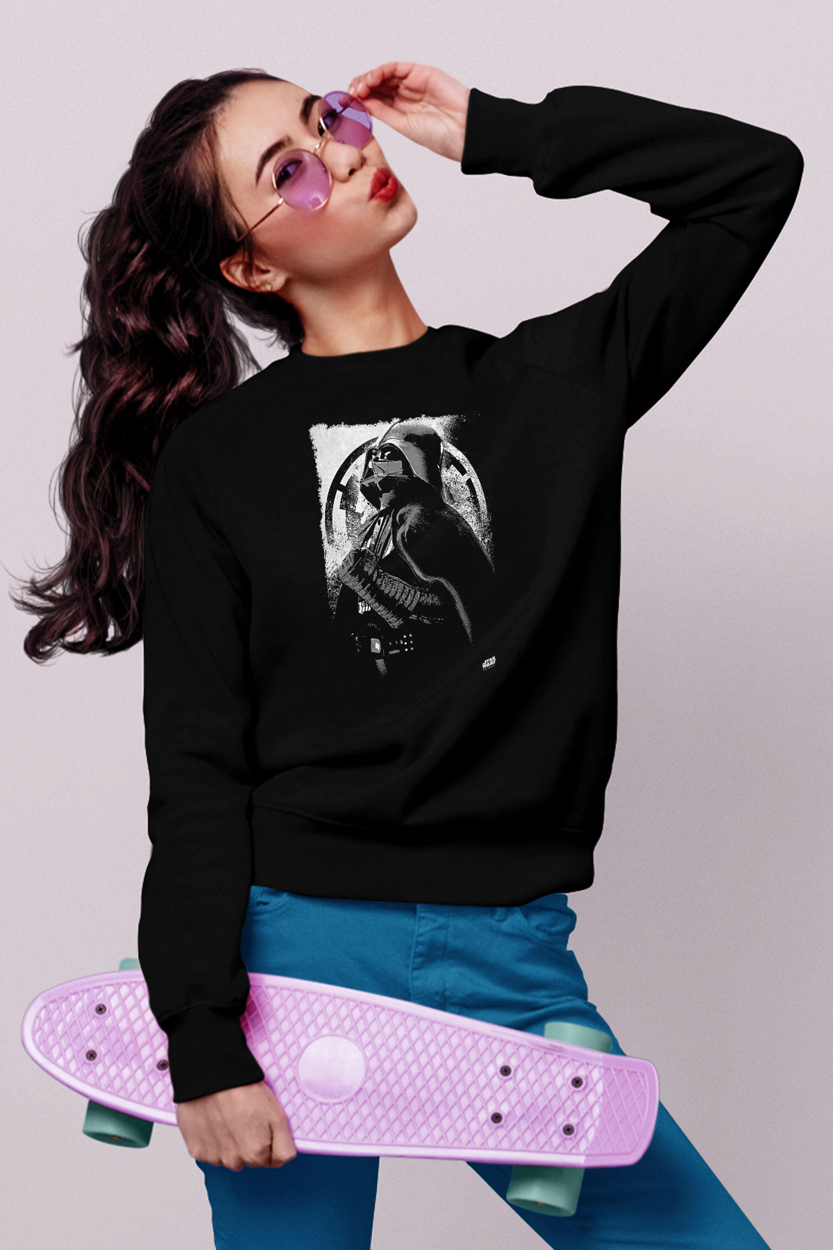 Star Wars (Dart Vader) Baskılı Unisex Siyah Sweatshirt