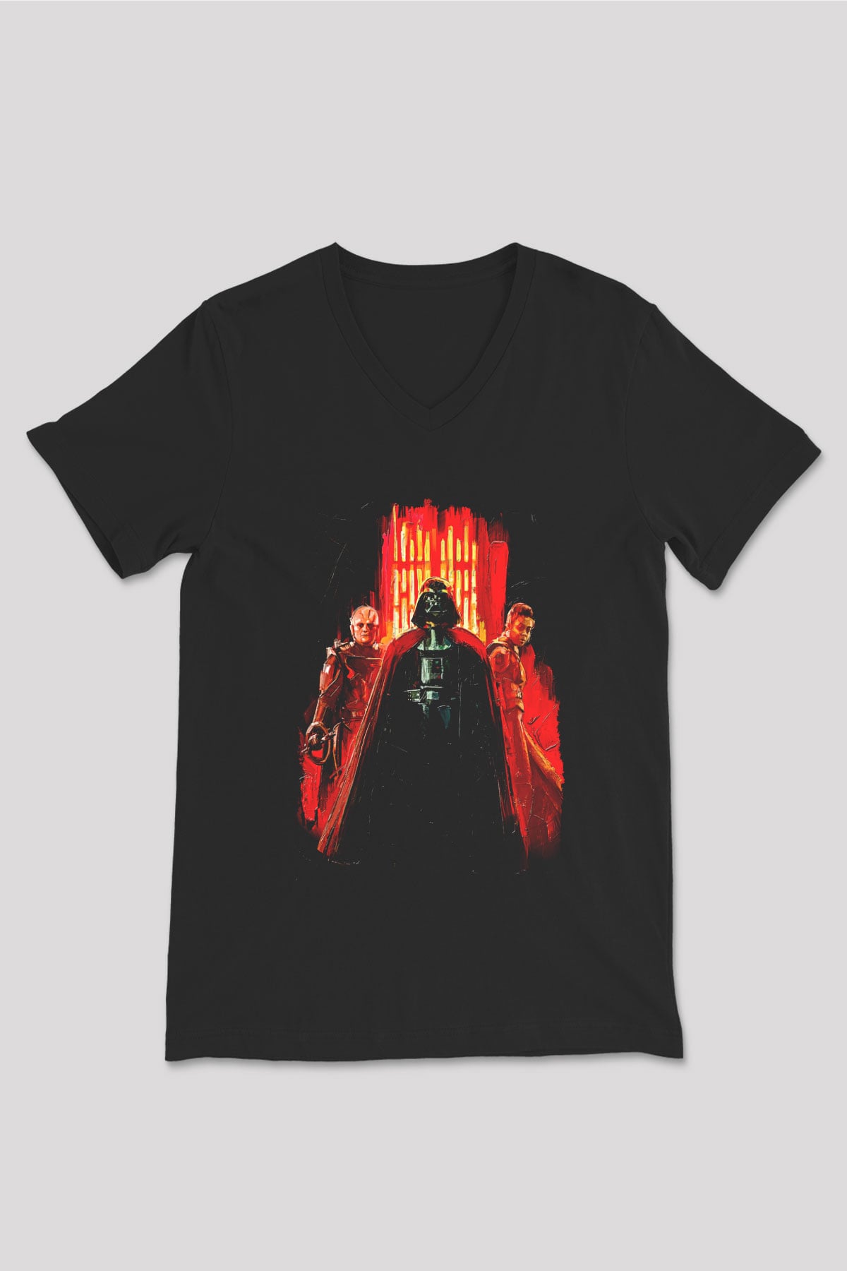 Star Wars (Dart Vader) Baskılı Unisex Siyah V Yaka Tişört - Tshirt