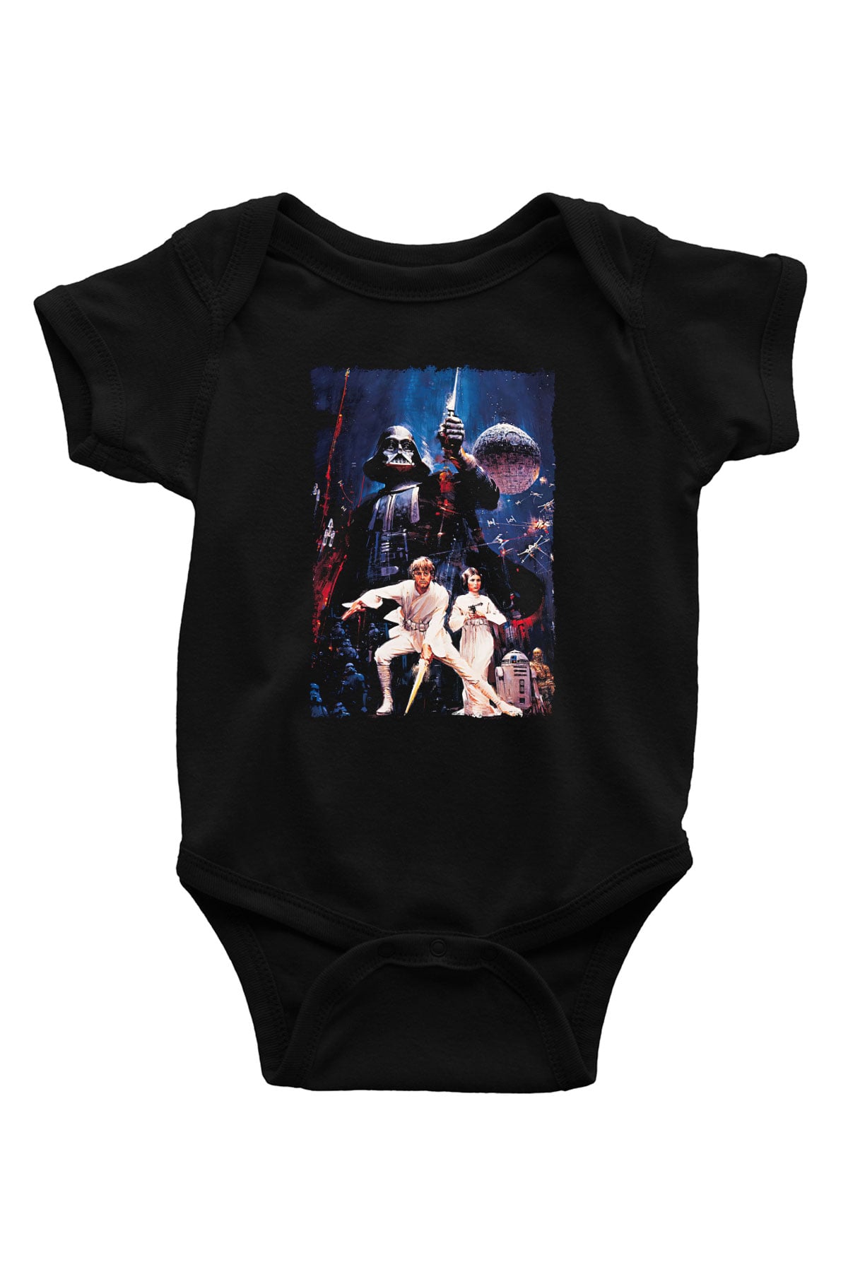 Star Wars (Dart Vader) Baskılı Unisex Siyah Bebek Body - Zıbın