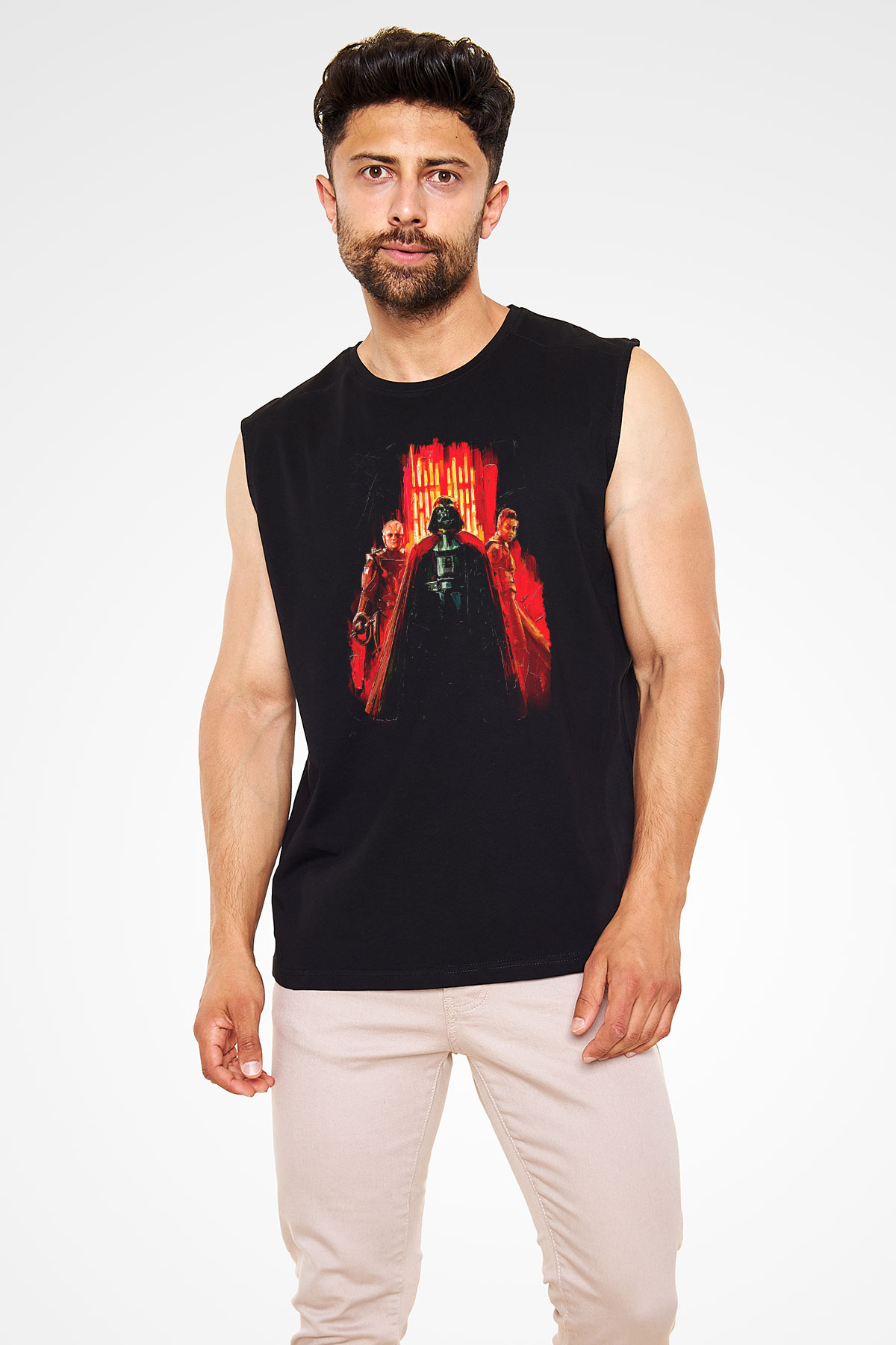 Star Wars (Dart Vader) Baskılı Unisex Siyah Kolsuz Tişört - Tshirt