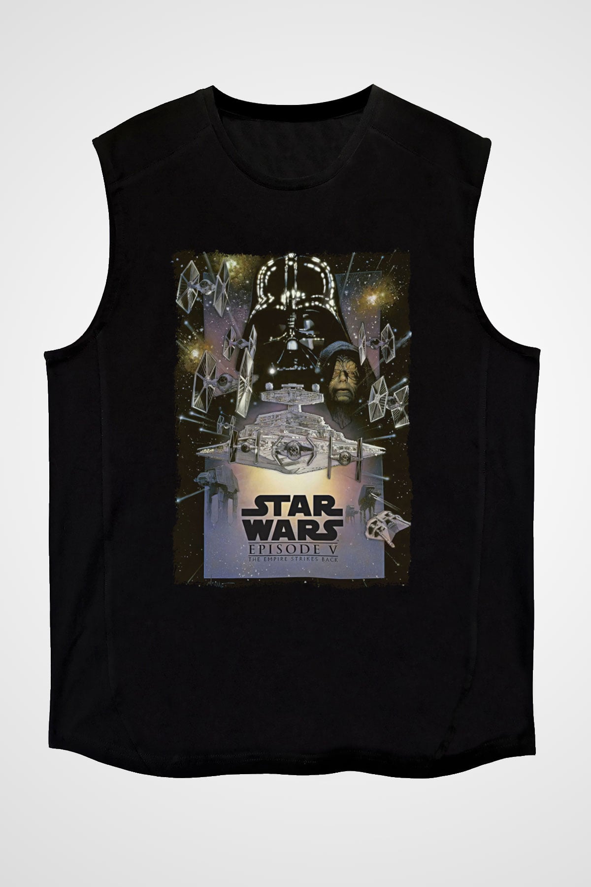 Star Wars (Dart Vader) Baskılı Unisex Siyah Kolsuz Tişört - Tshirt