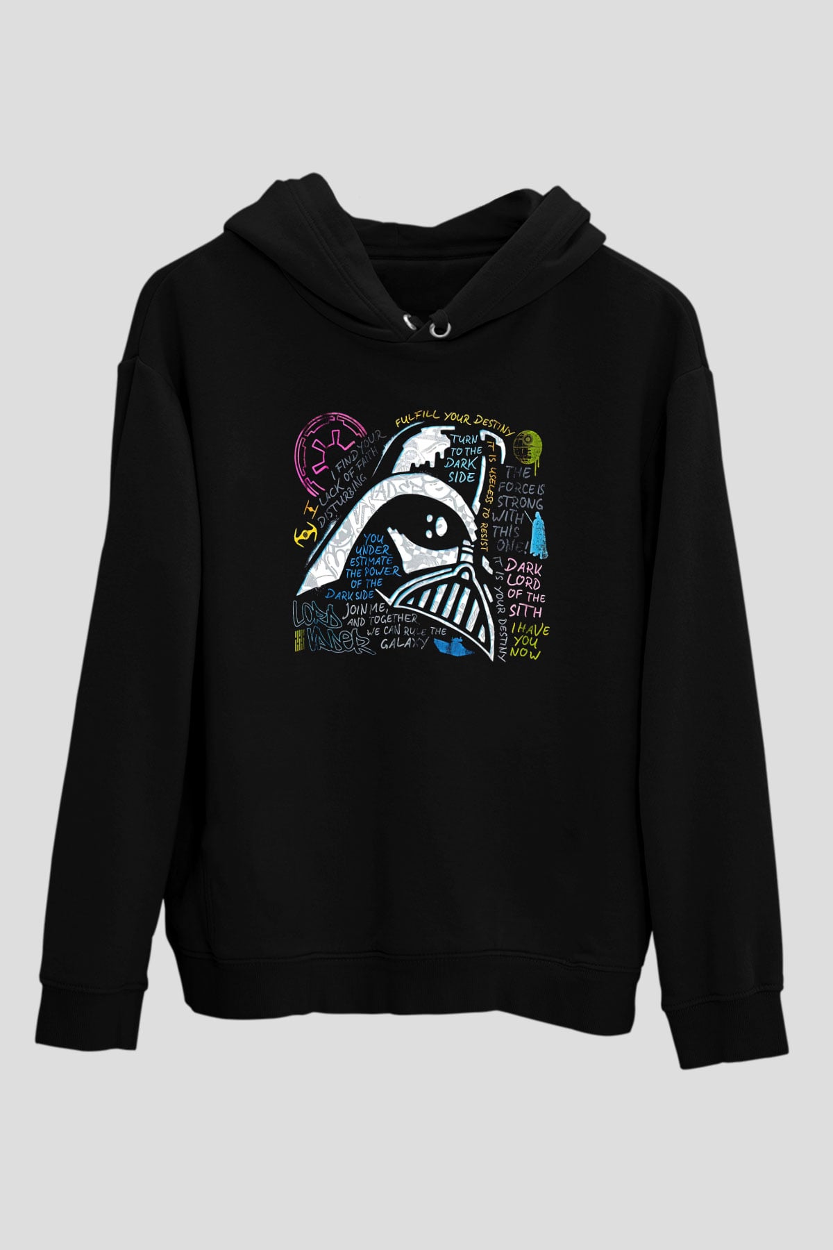 Star Wars (Dart Vader) Baskılı Unisex Siyah Hoodie