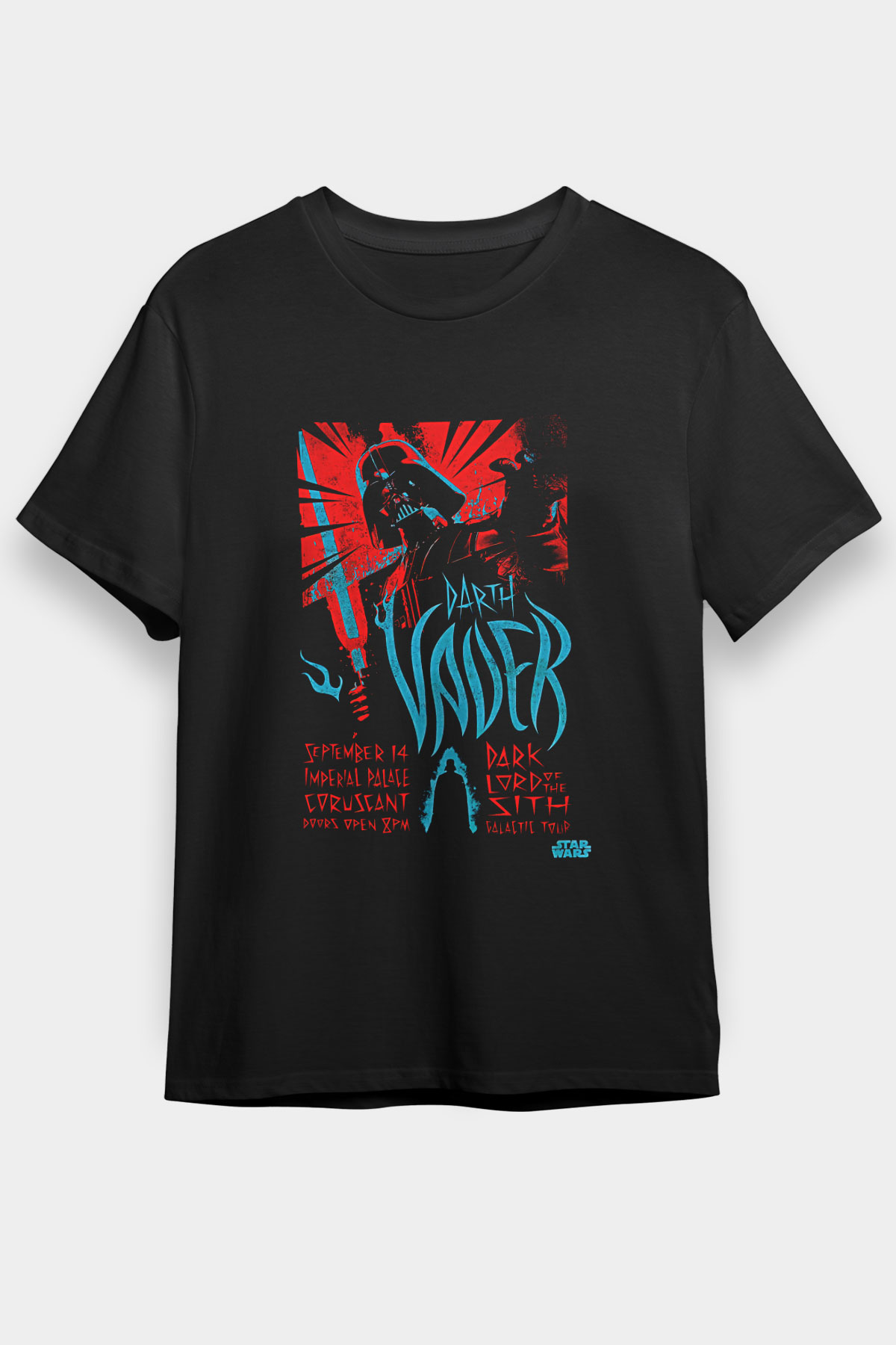 Star Wars (Dart Vader) Baskılı Unisex Siyah Tişört - Tshirt
