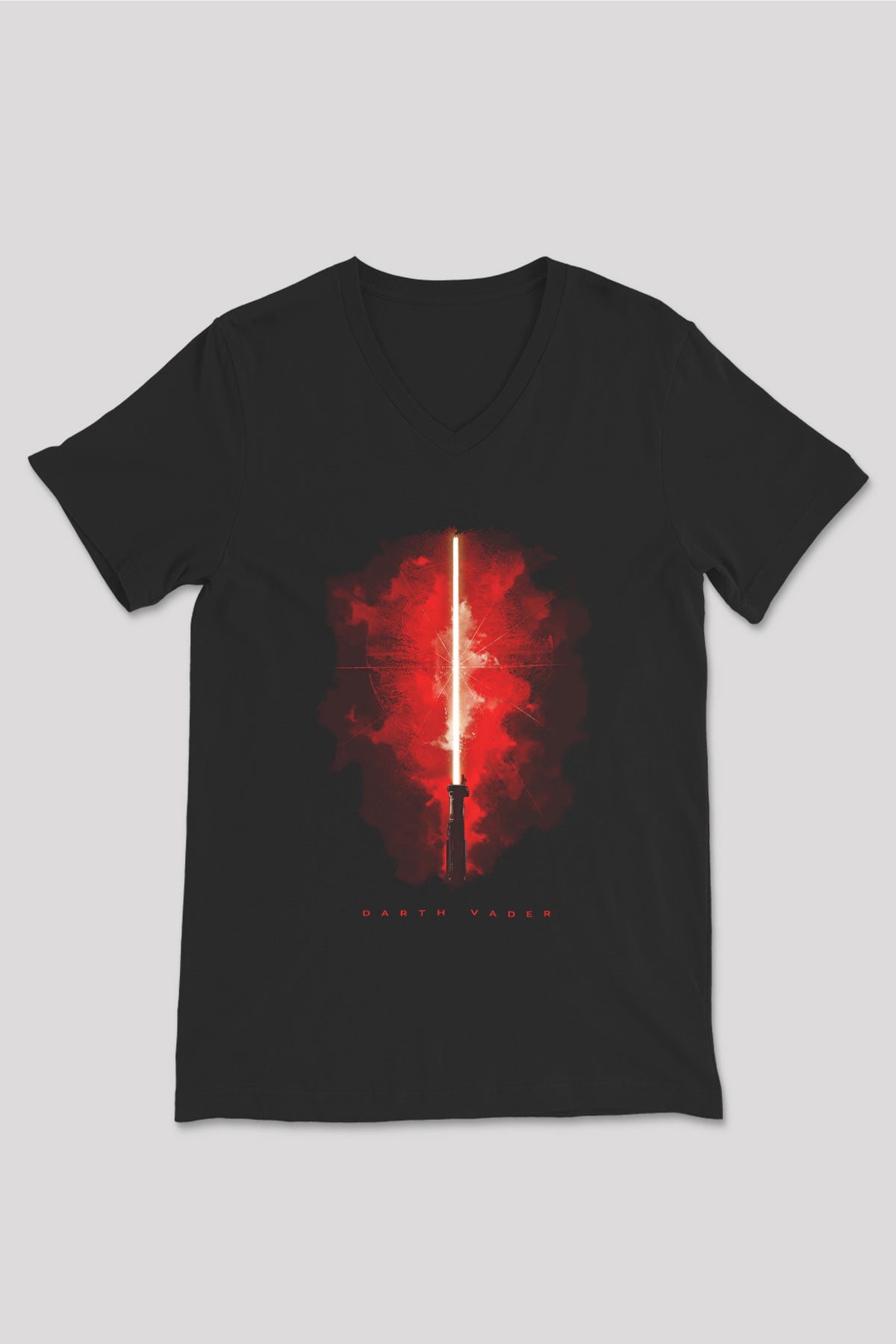 Star Wars (Dart Vader) Baskılı Unisex Siyah V Yaka Tişört - Tshirt