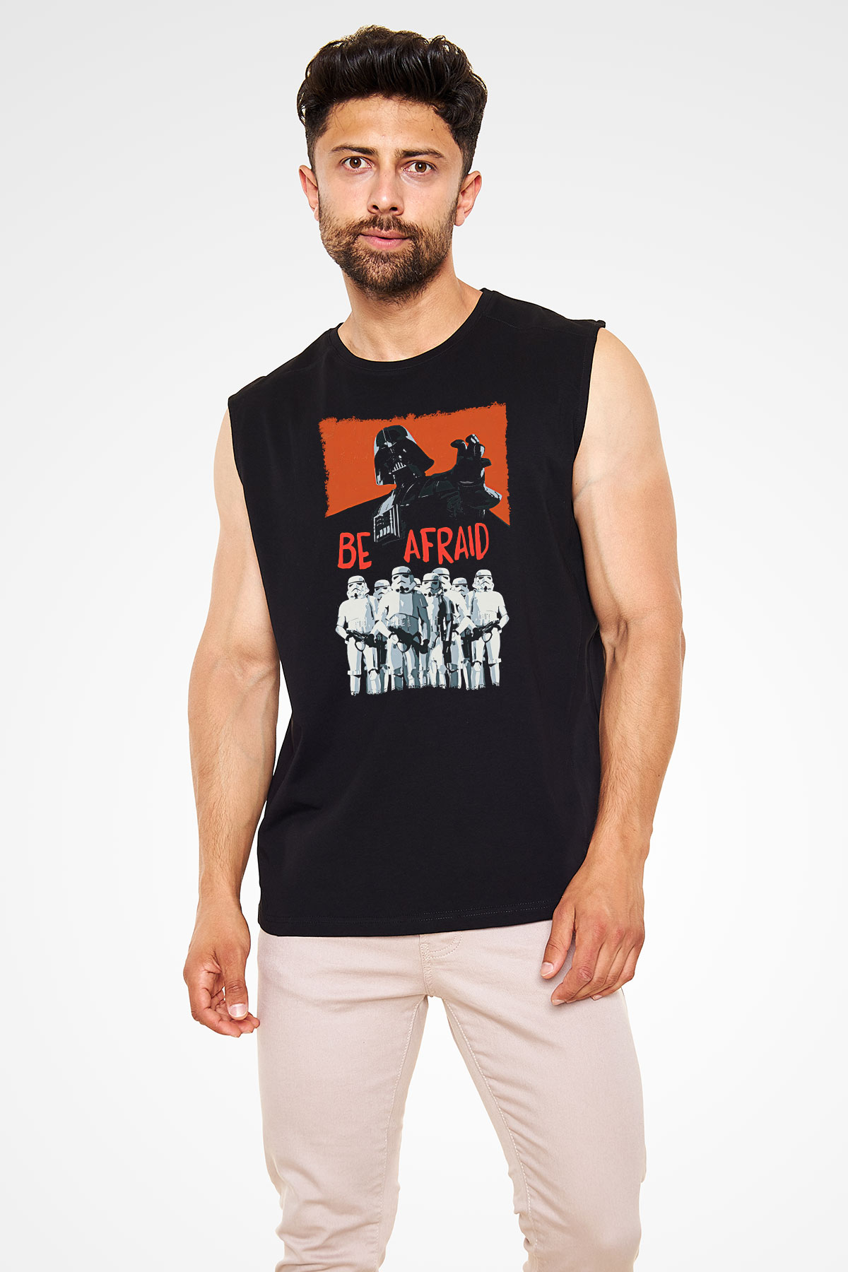 Star Wars (Dart Vader) Baskılı Unisex Siyah Kolsuz Tişört - Tshirt
