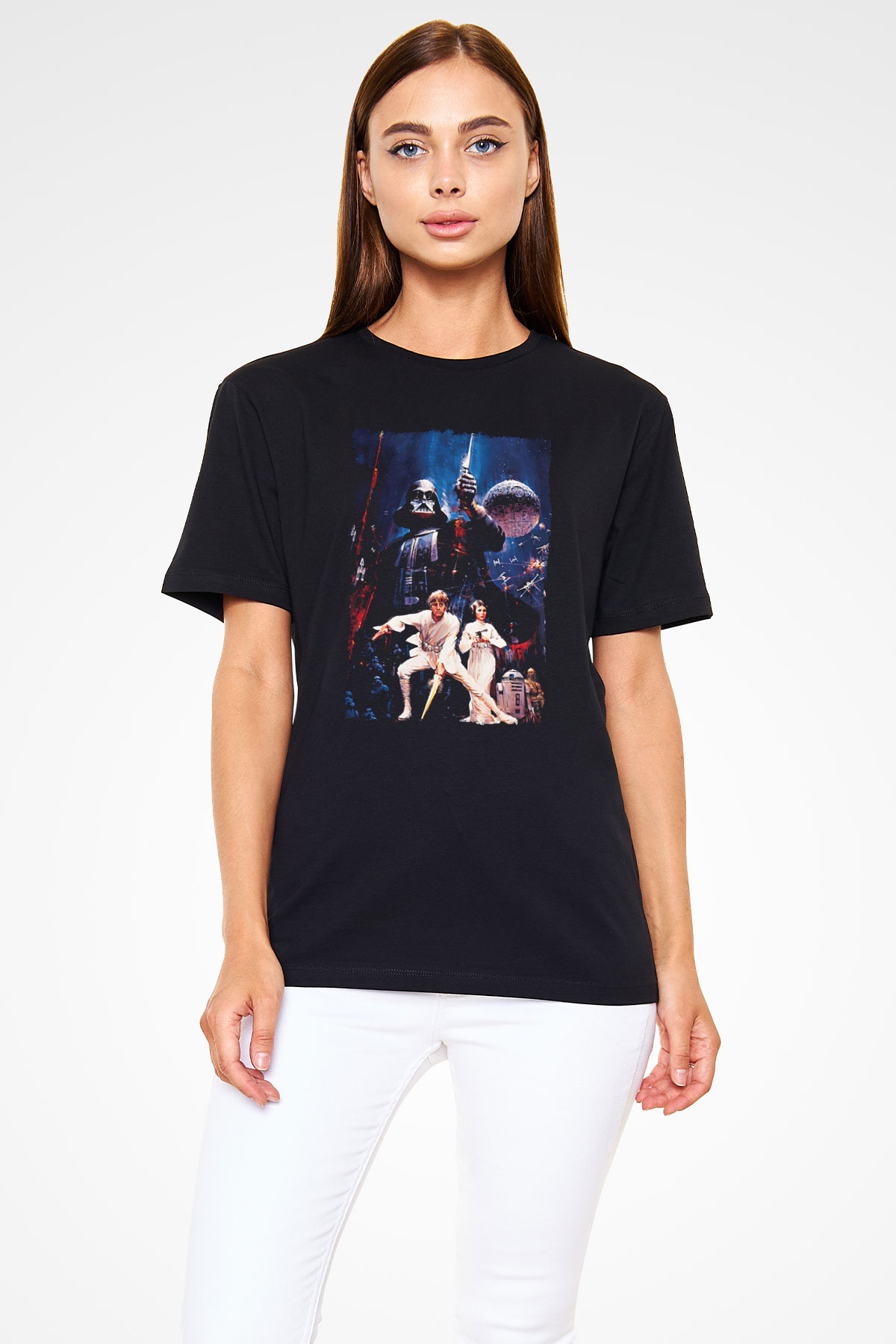Star Wars (Dart Vader) Baskılı Unisex Siyah Tişört - Tshirt