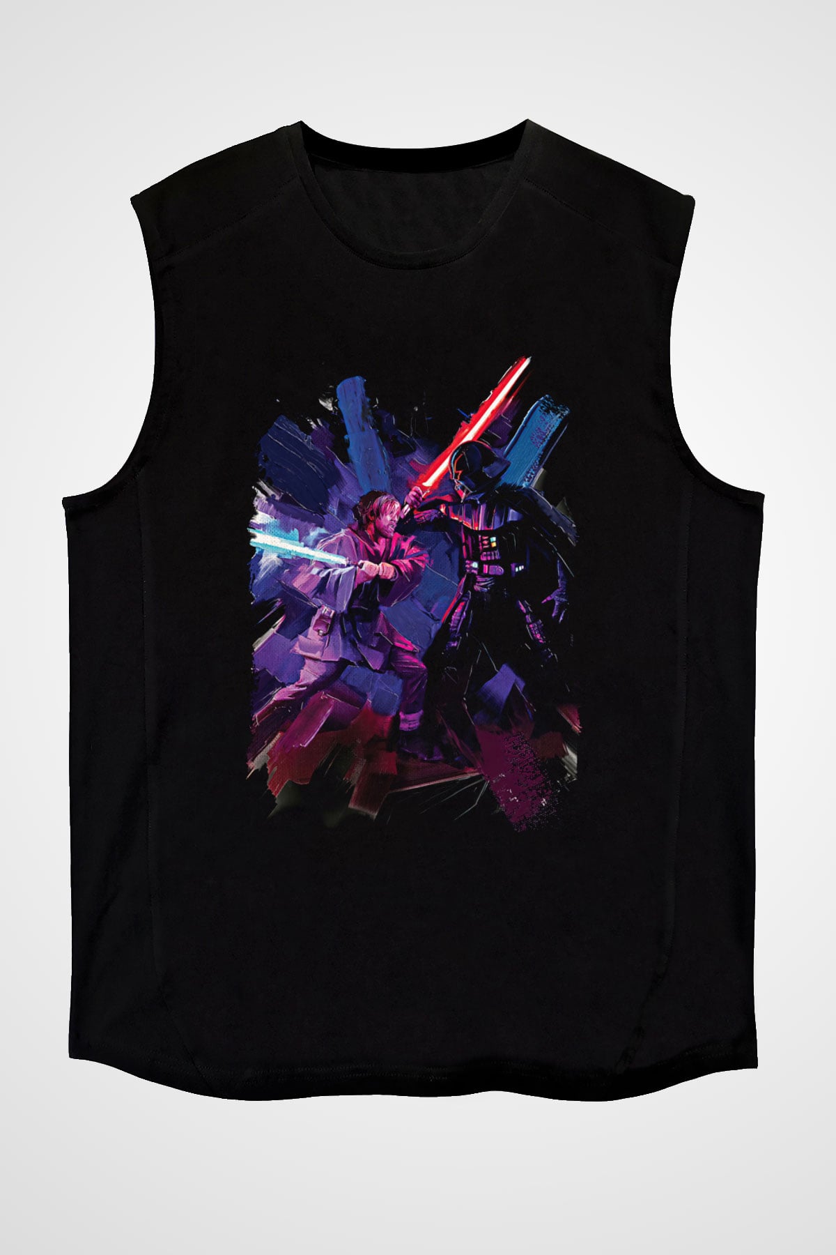 Star Wars (Dart Vader) Baskılı Unisex Siyah Kolsuz Tişört - Tshirt