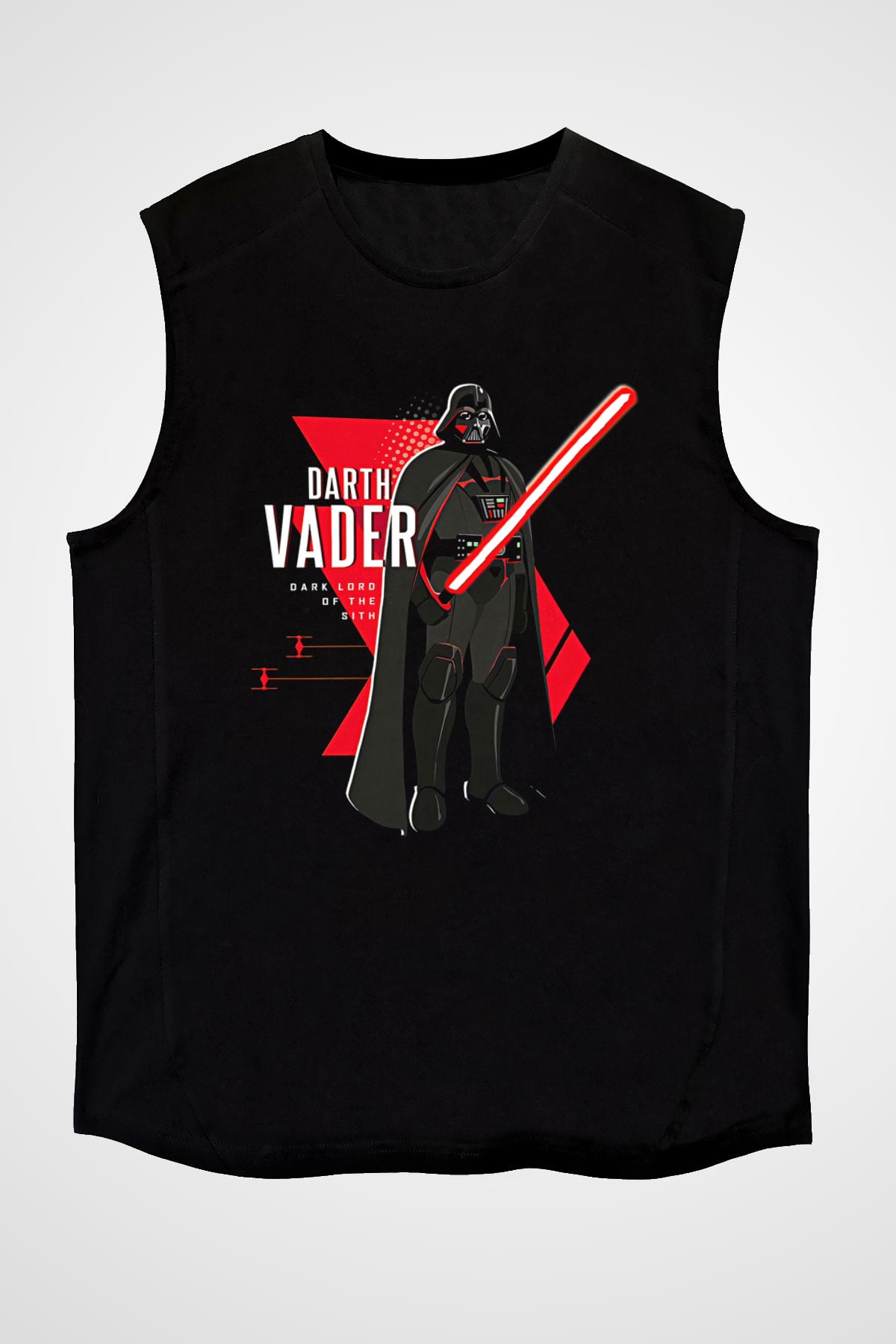 Star Wars (Dart Vader) Baskılı Unisex Siyah Kolsuz Tişört - Tshirt