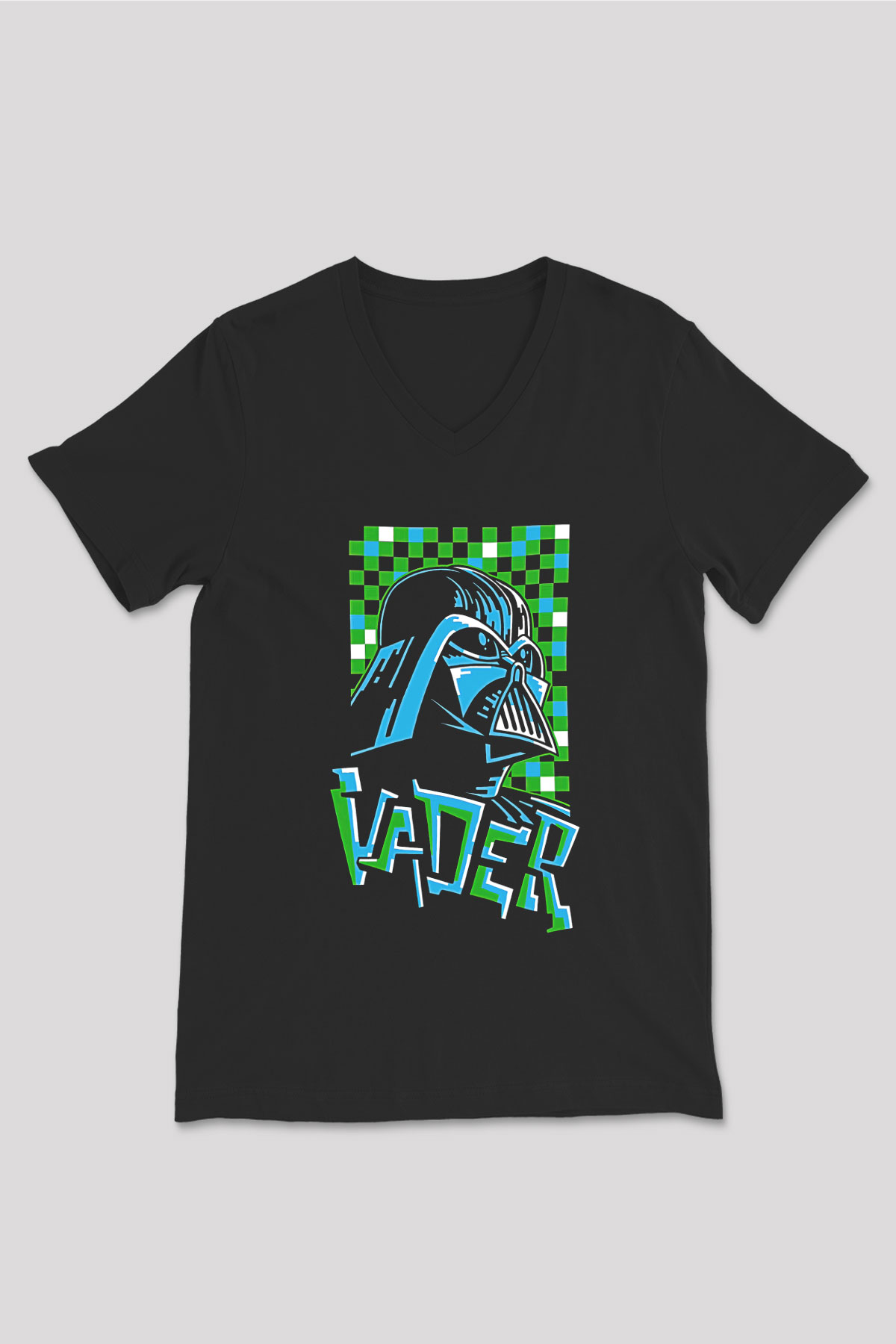 Star Wars (Dart Vader) Baskılı Unisex Siyah V Yaka Tişört - Tshirt