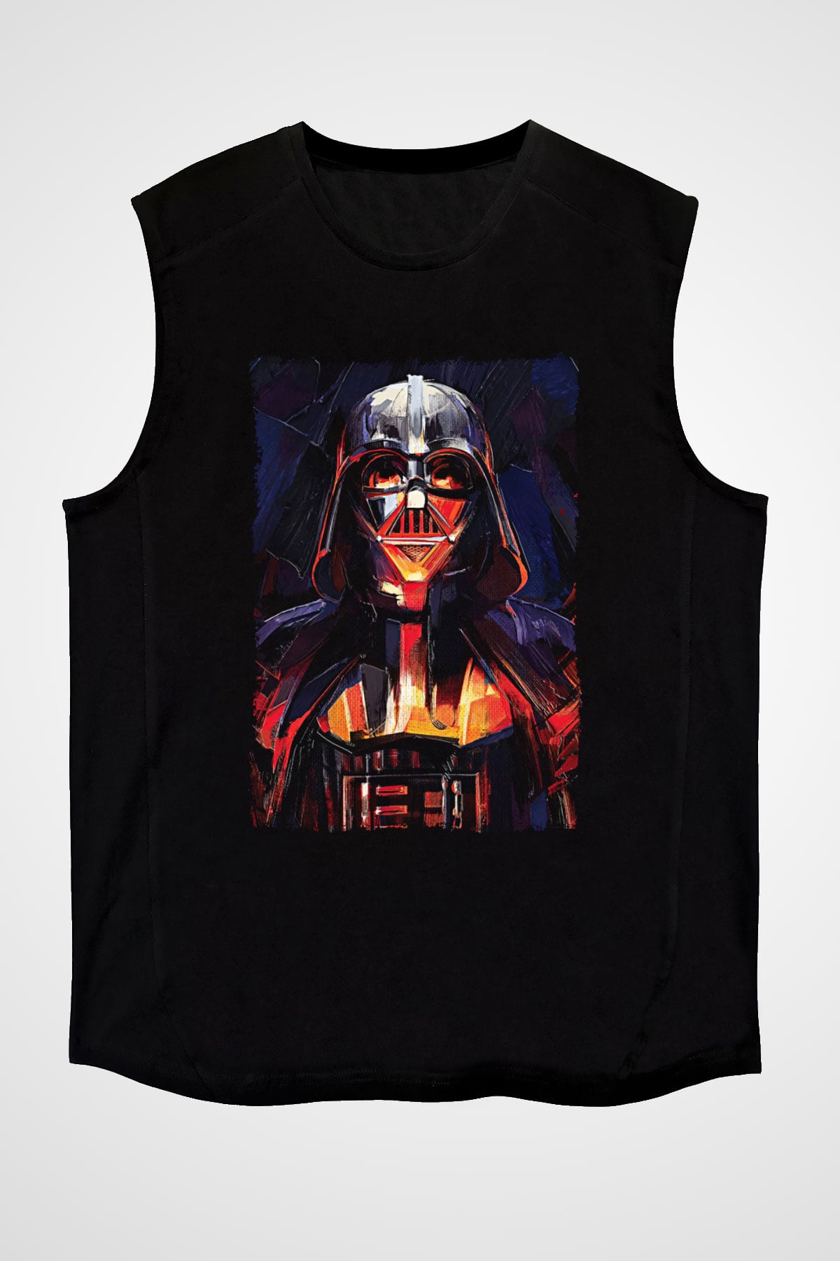 Star Wars (Dart Vader) Baskılı Unisex Siyah Kolsuz Tişört - Tshirt