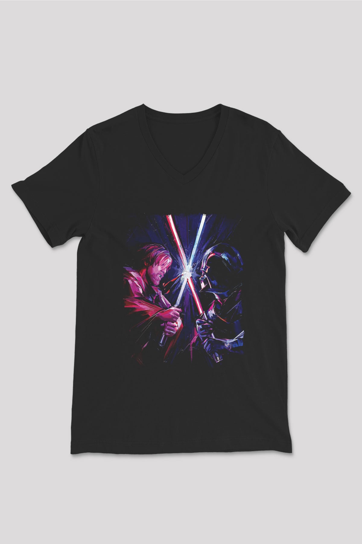 Star Wars (Dart Vader) Baskılı Unisex Siyah V Yaka Tişört - Tshirt
