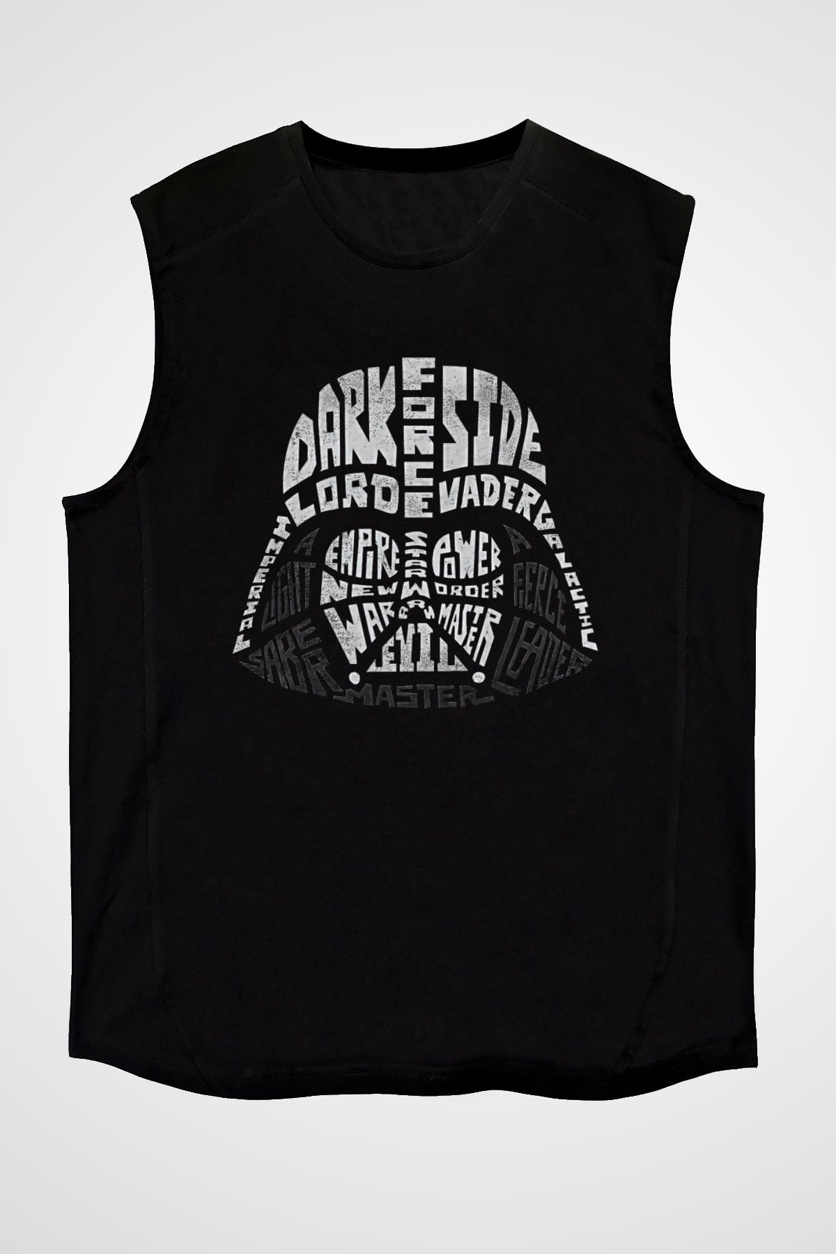 Star Wars (Dart Vader) Baskılı Unisex Siyah Kolsuz Tişört - Tshirt