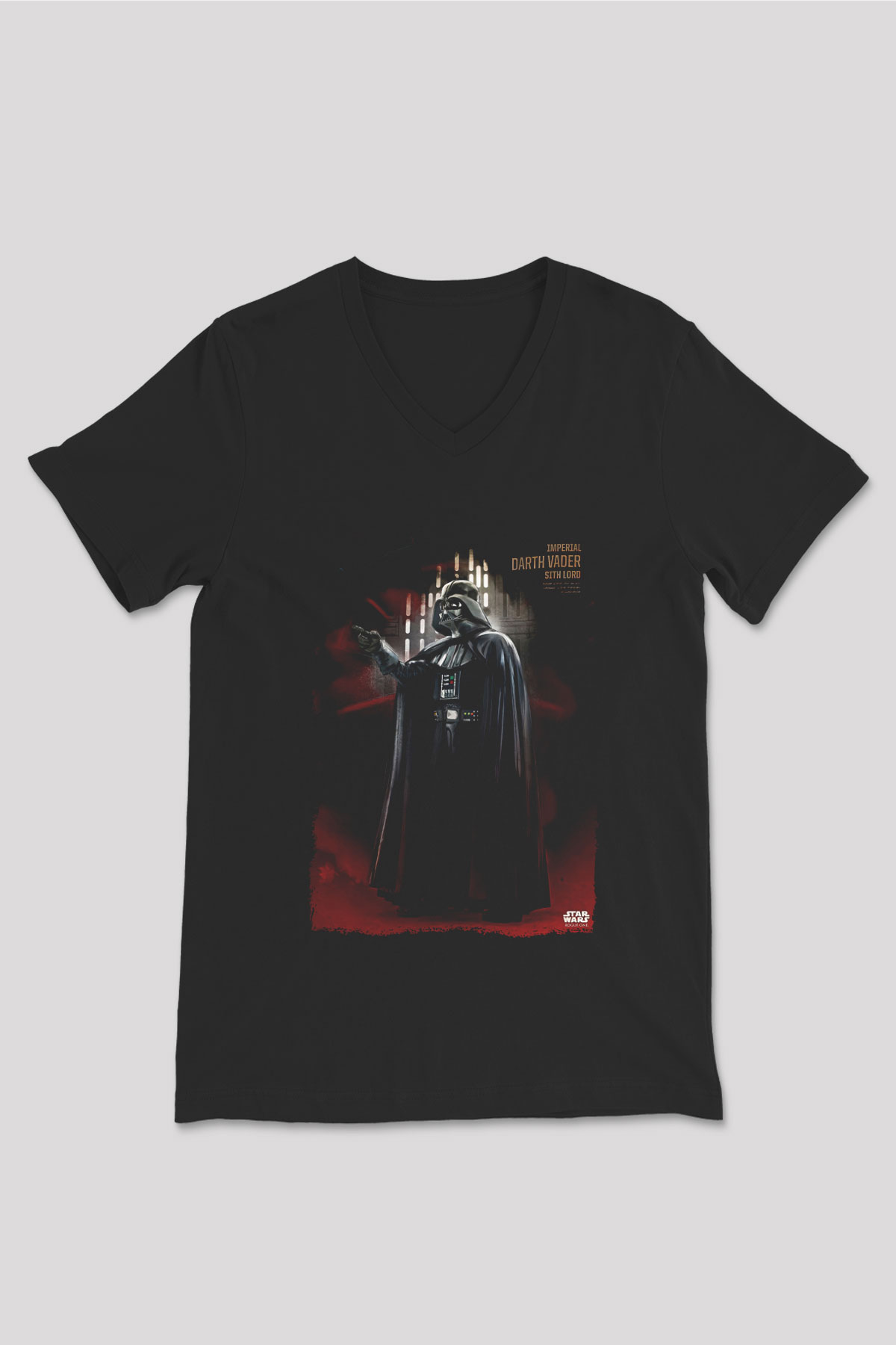 Star Wars (Dart Vader) Baskılı Unisex Siyah V Yaka Tişört - Tshirt