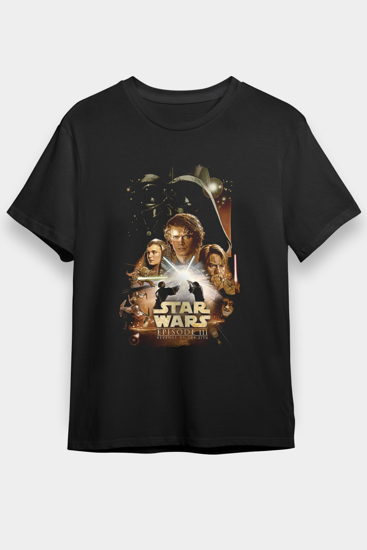 Star Wars (Dart Vader) Baskılı Unisex Siyah Tişört - Tshirt