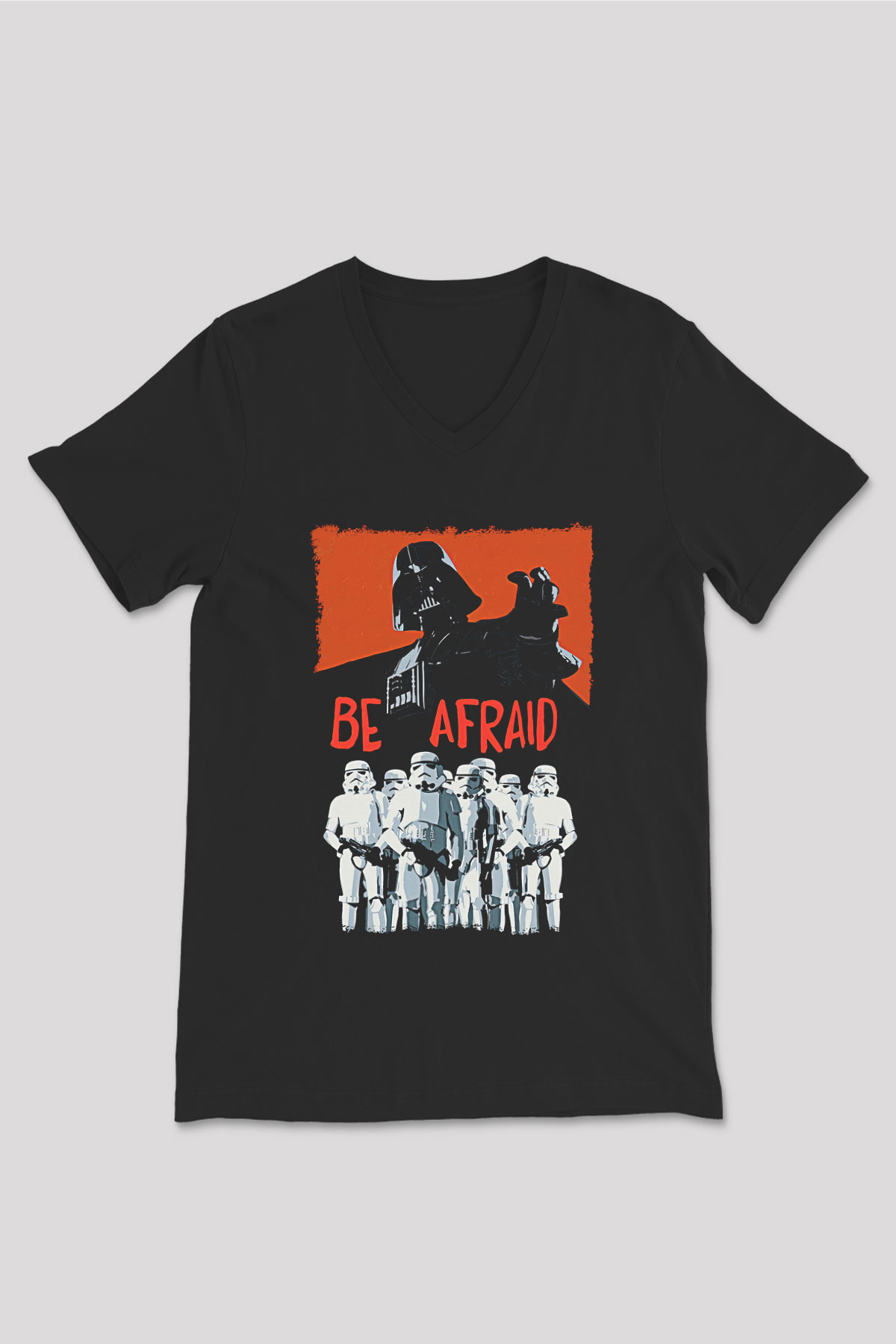 Star Wars (Dart Vader) Baskılı Unisex Siyah V Yaka Tişört - Tshirt