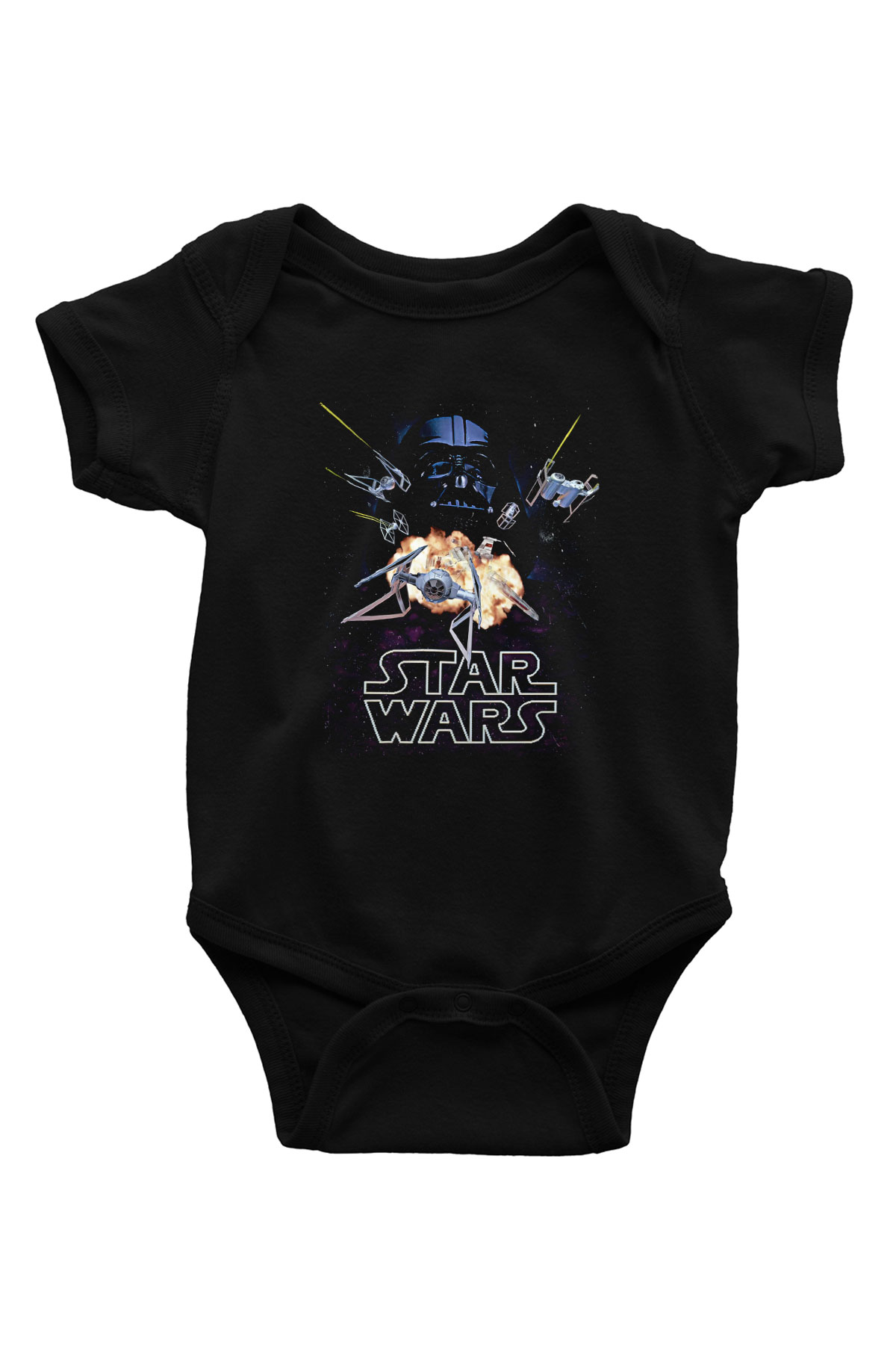 Star Wars (Dart Vader) Baskılı Unisex Siyah Bebek Body - Zıbın