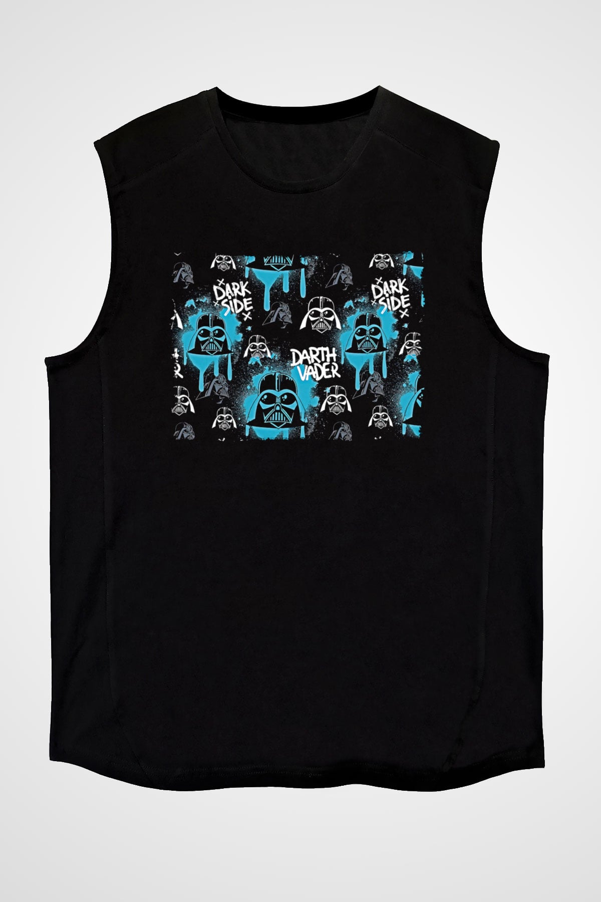 Star Wars (Dart Vader) Baskılı Unisex Siyah Kolsuz Tişört - Tshirt