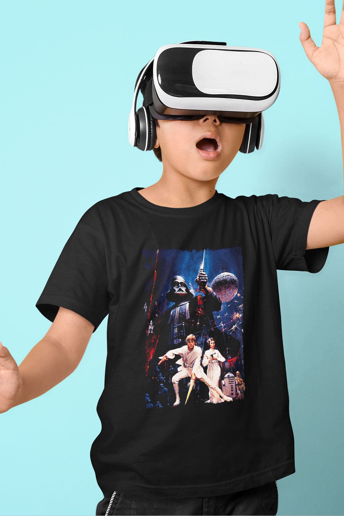 Star Wars (Dart Vader) Baskılı Unisex Siyah Çocuk Tişört - Tshirt