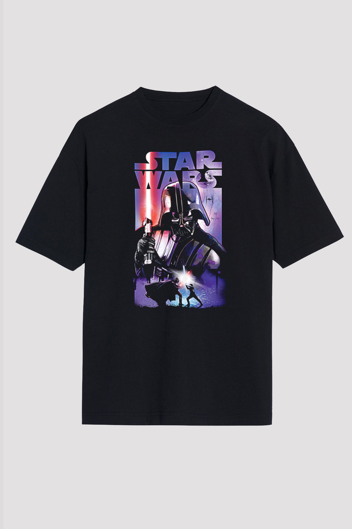 Star Wars (Dart Vader) Baskılı Unisex Siyah Oversize Tişört - Tshirt