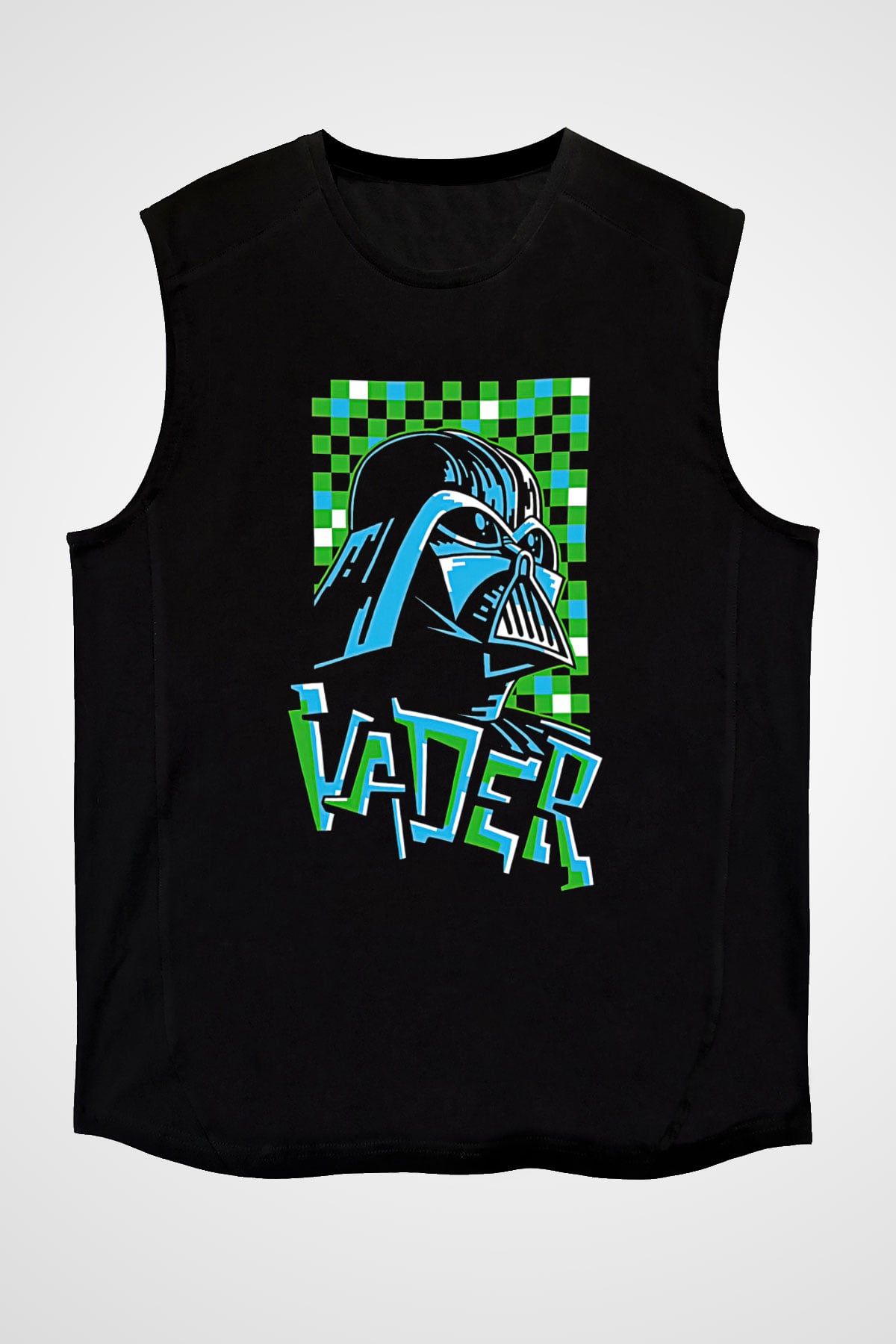 Star Wars (Dart Vader) Baskılı Unisex Siyah Kolsuz Tişört - Tshirt
