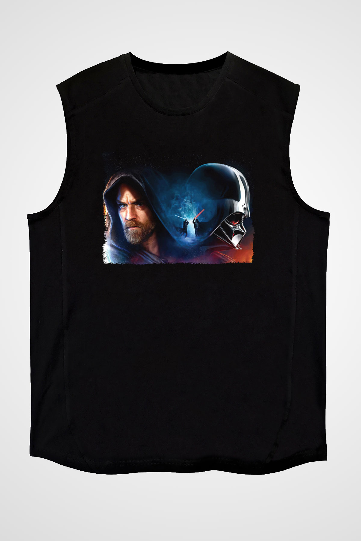 Star Wars (Dart Vader) Baskılı Unisex Siyah Kolsuz Tişört - Tshirt