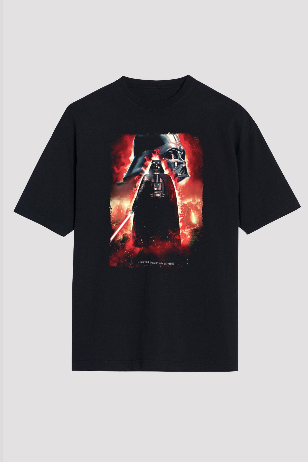 Star Wars (Dart Vader) Baskılı Unisex Siyah Oversize Tişört - Tshirt