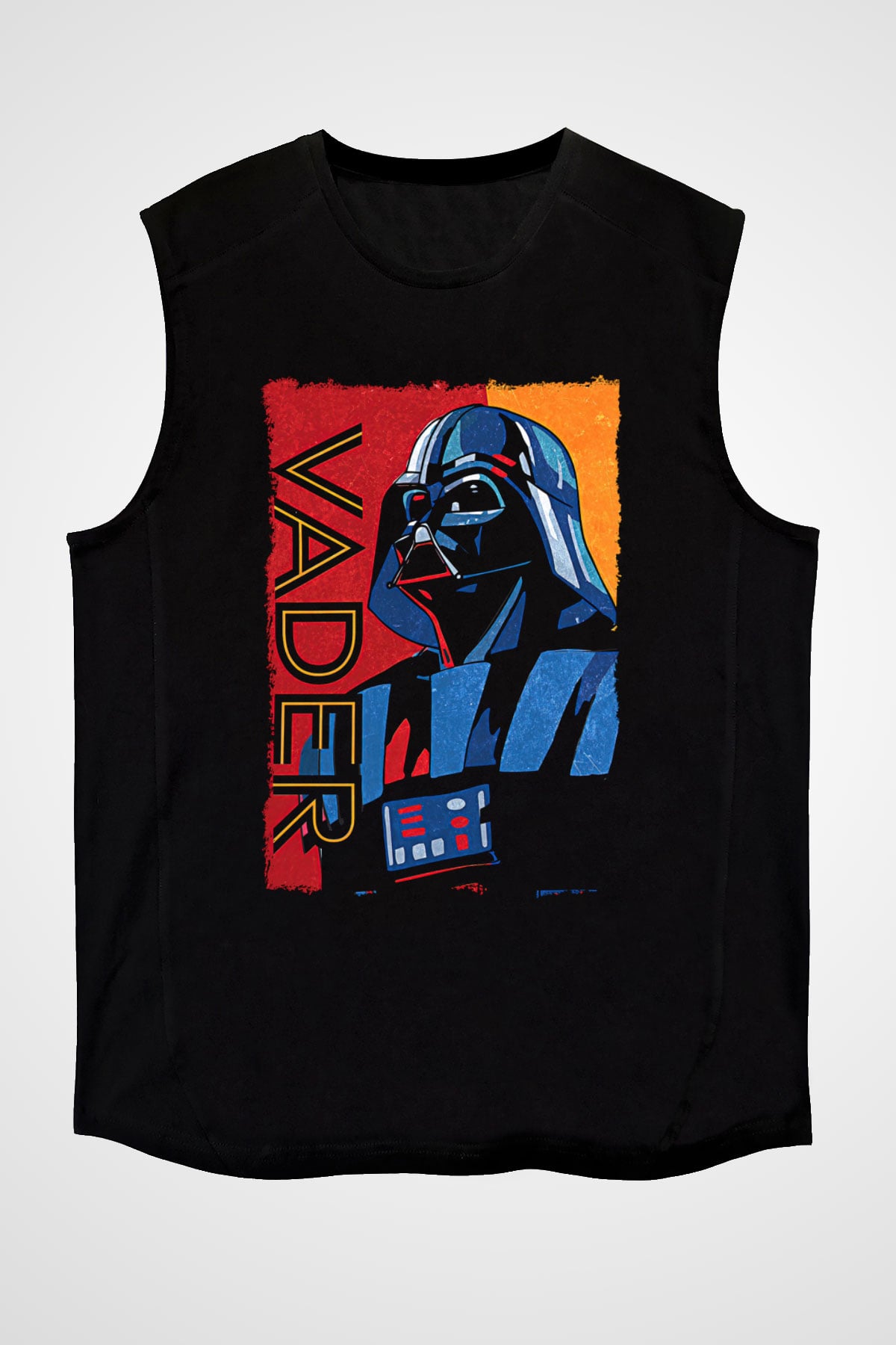 Star Wars (Dart Vader) Baskılı Unisex Siyah Kolsuz Tişört - Tshirt