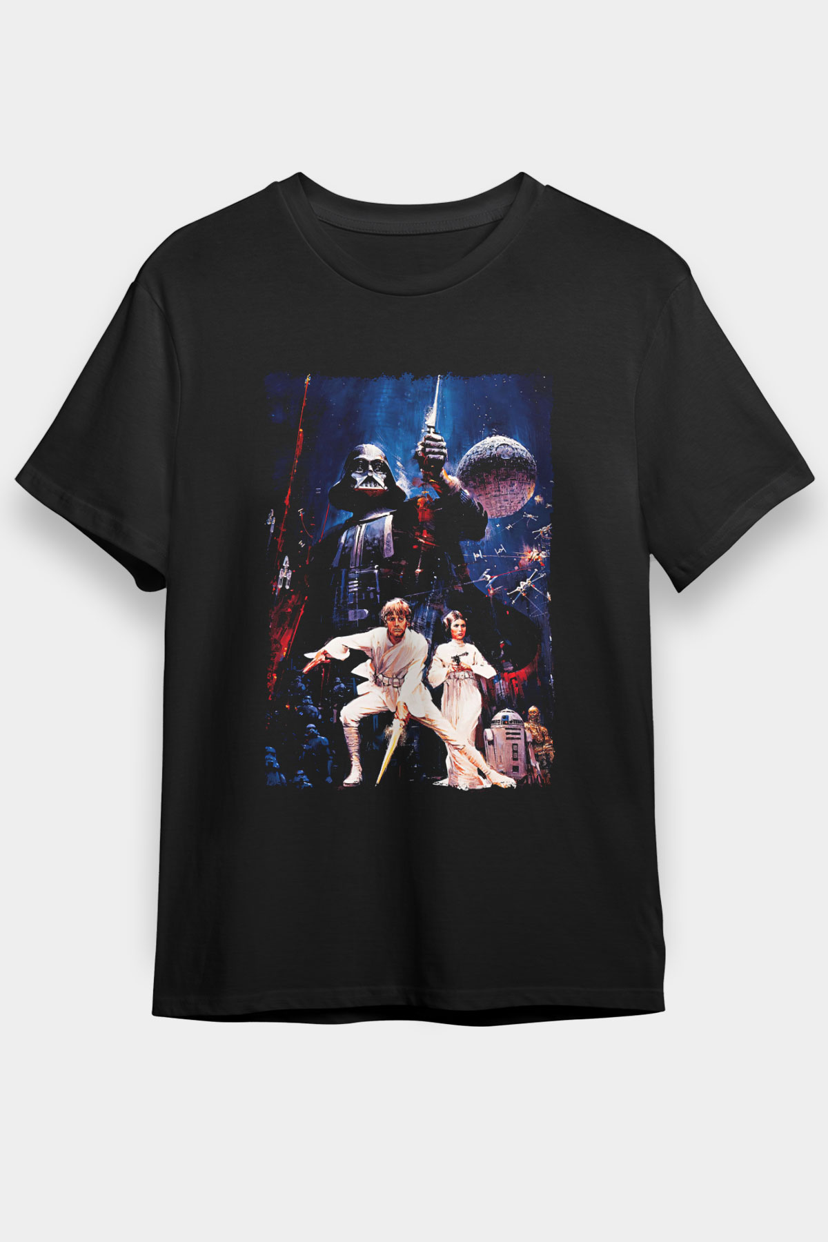 Star Wars (Dart Vader) Baskılı Unisex Siyah Tişört - Tshirt