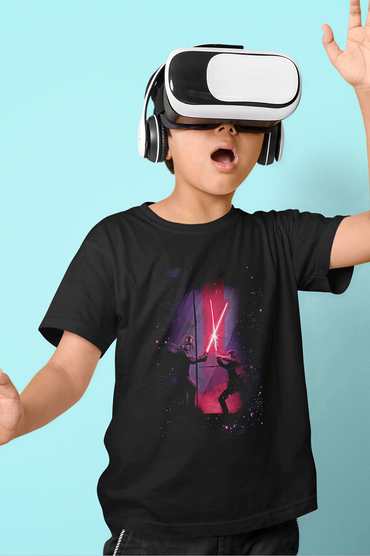 Star Wars (Dart Vader) Baskılı Unisex Siyah Çocuk Tişört - Tshirt