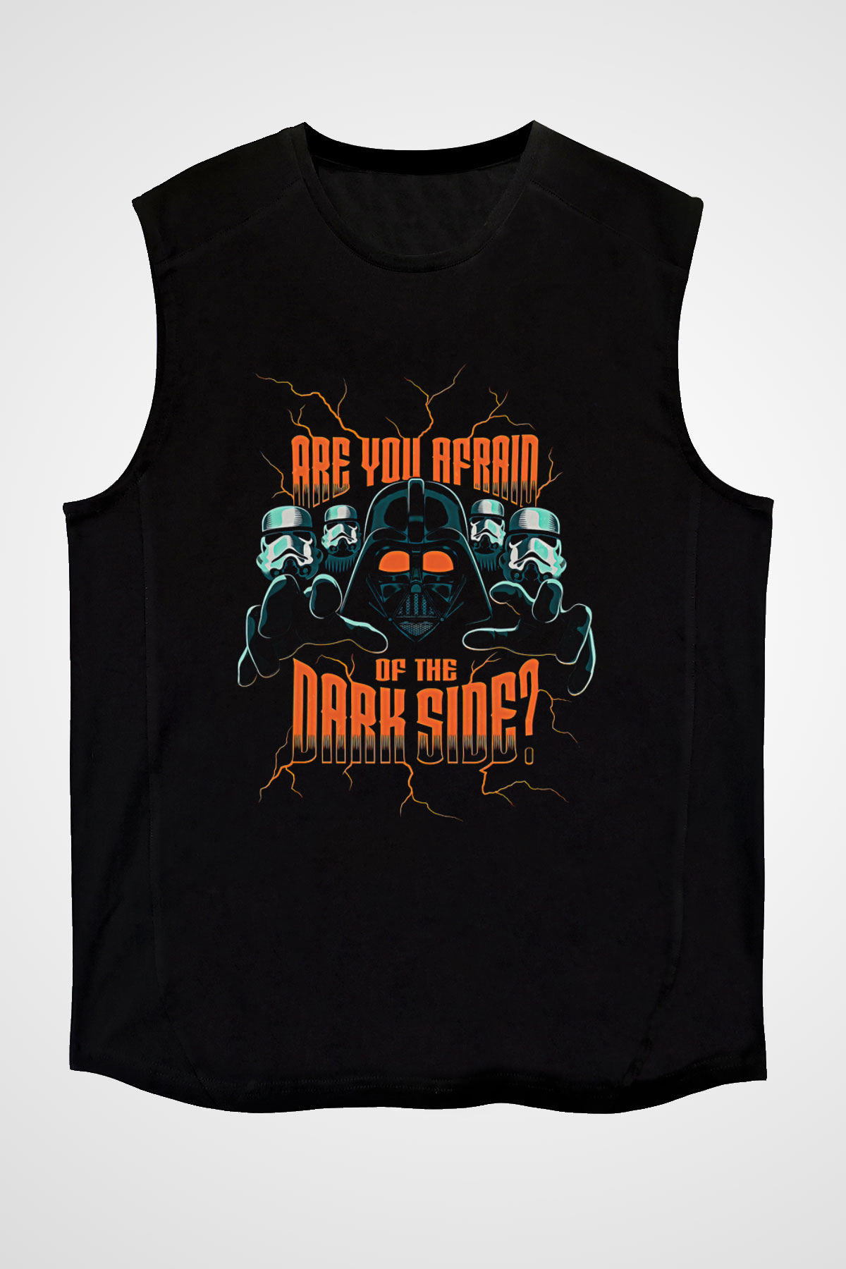 Star Wars (Dart Vader) Baskılı Unisex Siyah Kolsuz Tişört - Tshirt